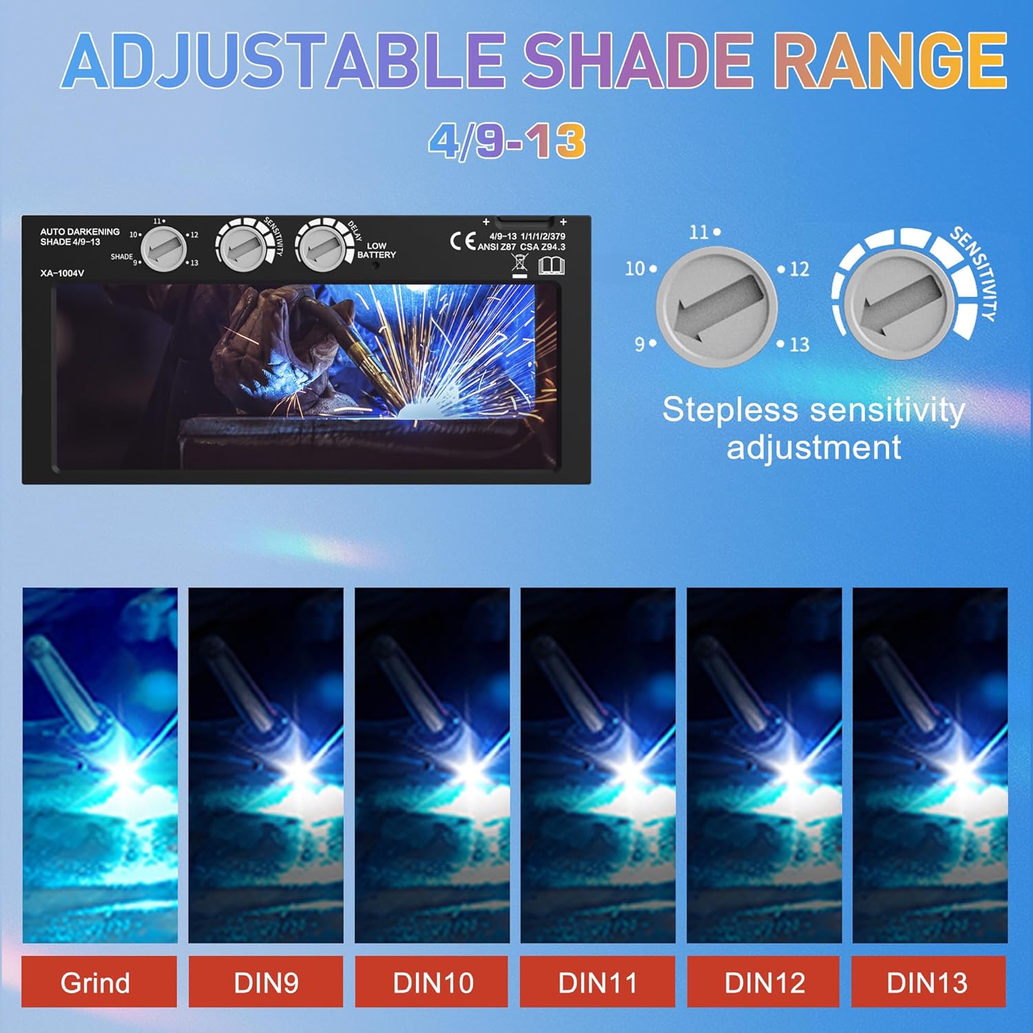 SHINE 2x4 1/4 Auto Darkening Welding Lens, Ultra Clear, Variable Shade 4/9-13, True Color Technology for Pipeliner Pancake Welding Hood and Fibre-Metal Welding Hoods