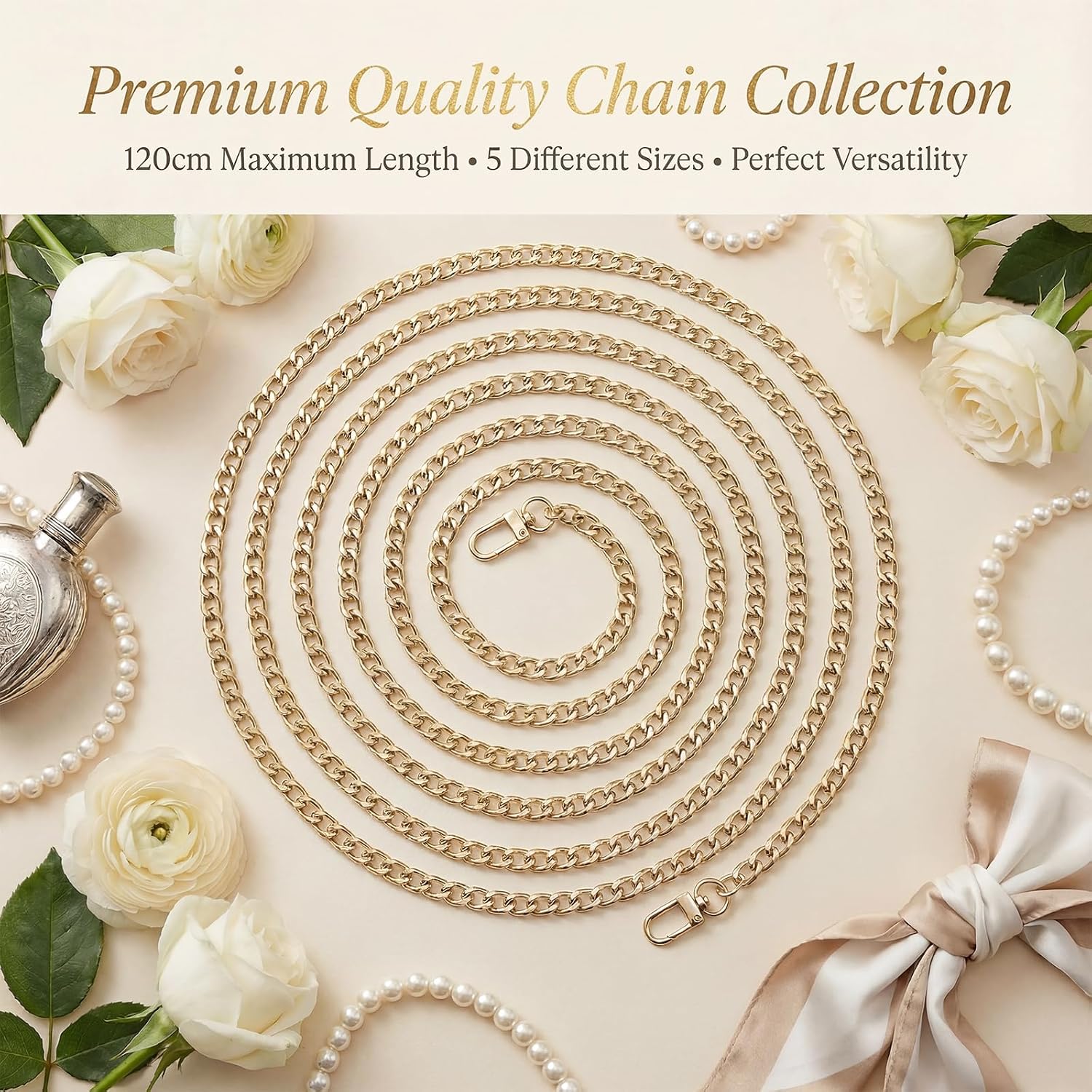 5 Pcs Gold Purse Extender Chain Metal Bag Strap Replacement Accessory