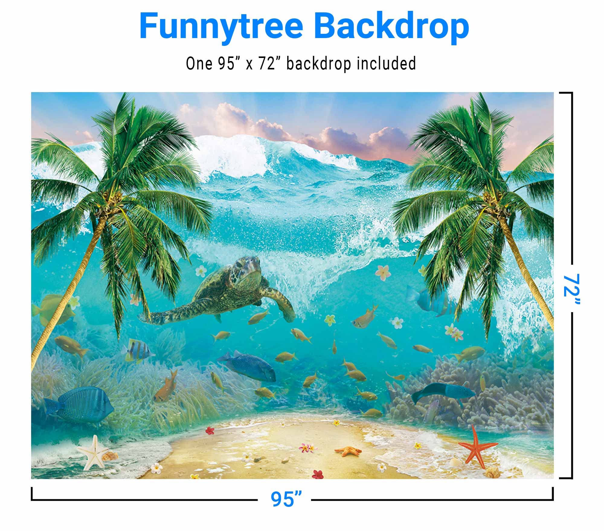 海の画廊「孤島の椰子」 Amazon | Funnytree 8 x 6フィート 水中波 背景 海 ビーチ