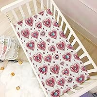 Vista 6 de Fitted Crib Sheets Hearts Diamond Mini Crib Sheets for Boy & Girl Toddler Mattress Sheets Playard Sheet 21216379