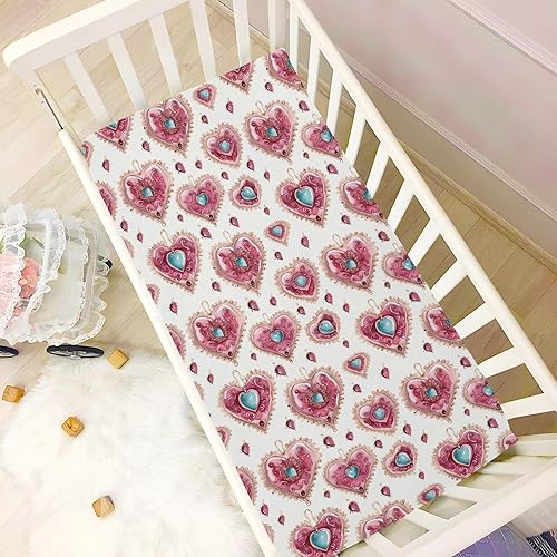 Miniatura 6 de Fitted Crib Sheets Hearts Diamond Baby Crib Sheets for Boy & Girl Toddler Mattress Sheets 21216379