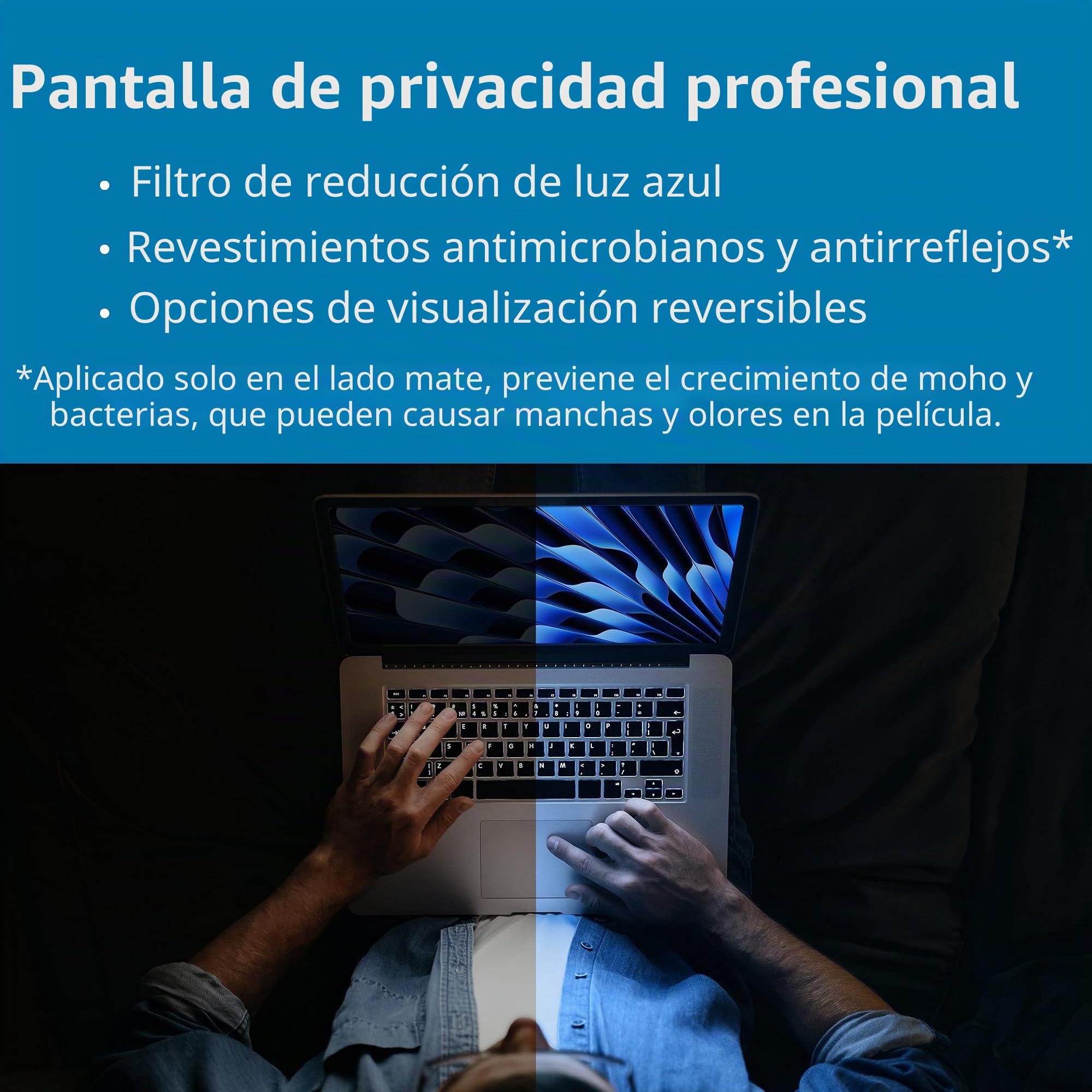 Kensington 626459 – Filtro De Privacidad para Portátil 13,3" 16:10 Extraíble, Ángulo Visión ±30°, Reducción Luz Azul, Antirreflejos, Instalación con Pestañas O Adhesivo, Diseño Reversible Mate/Brillo