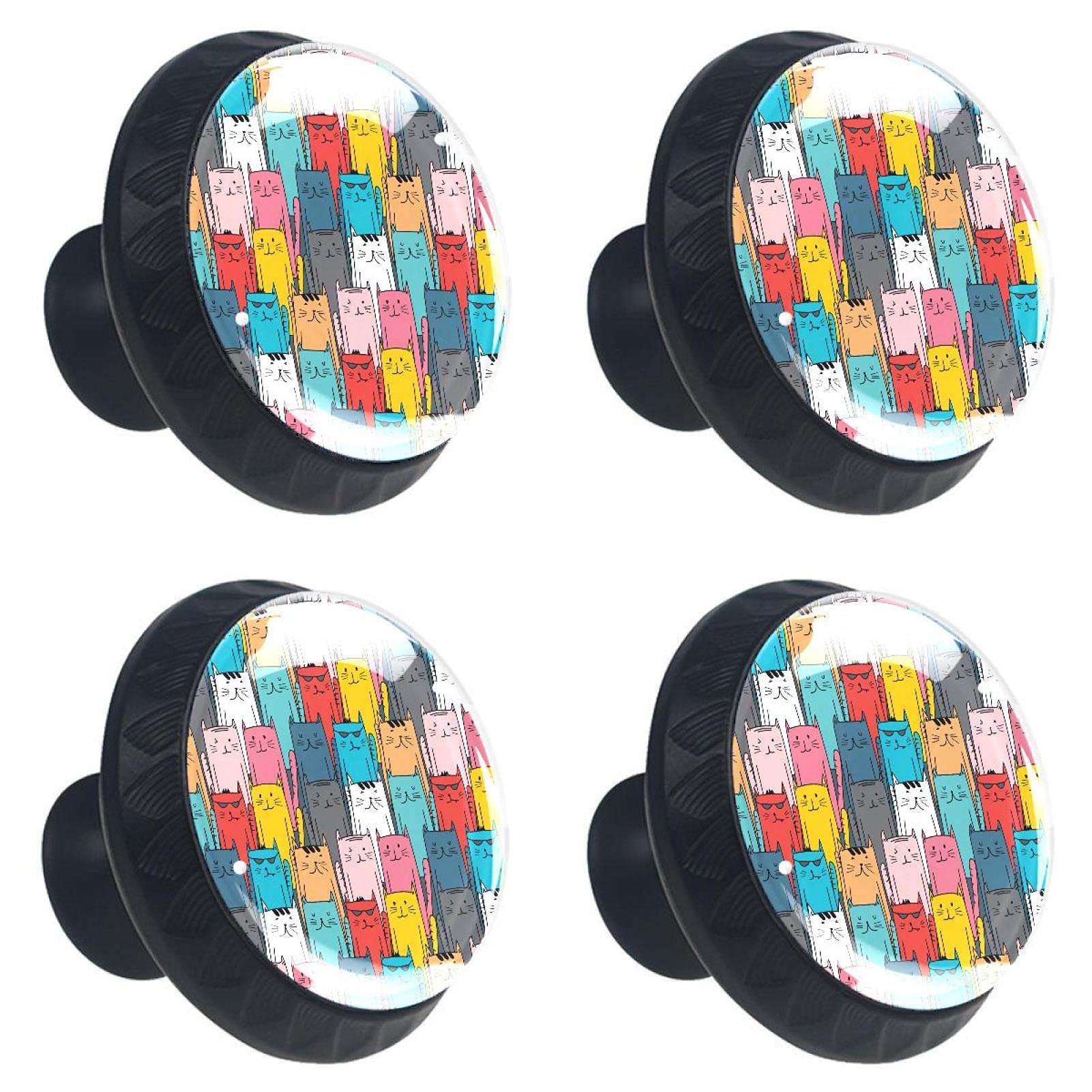 Boutons de tiroir en verre avec motif animal amusant pour meuble | Lot de 4
