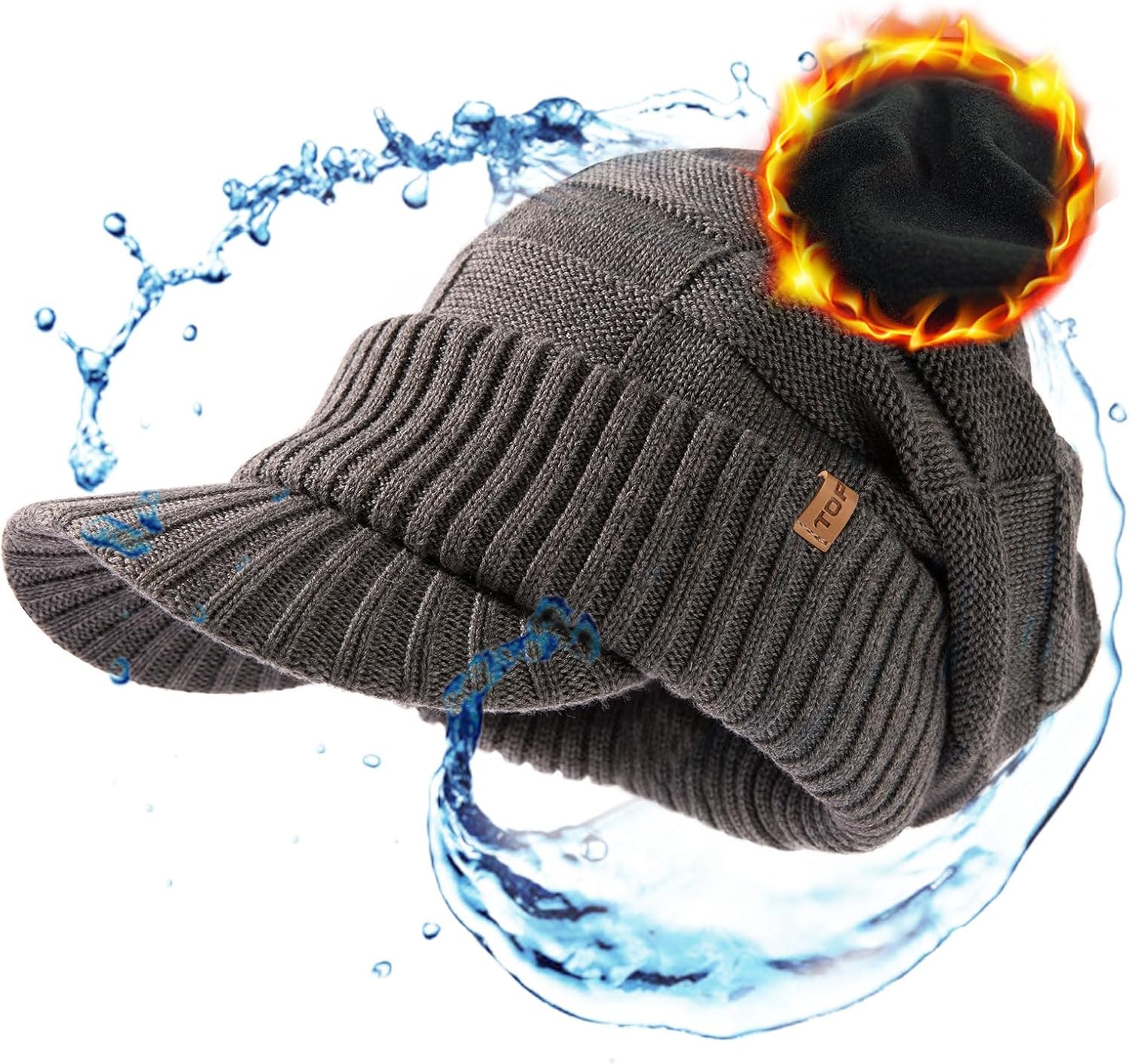 Oversize L/XL/XXL Merino Wool Slouchy Waterproof Visor Beanie Big Large Head Knit Hat