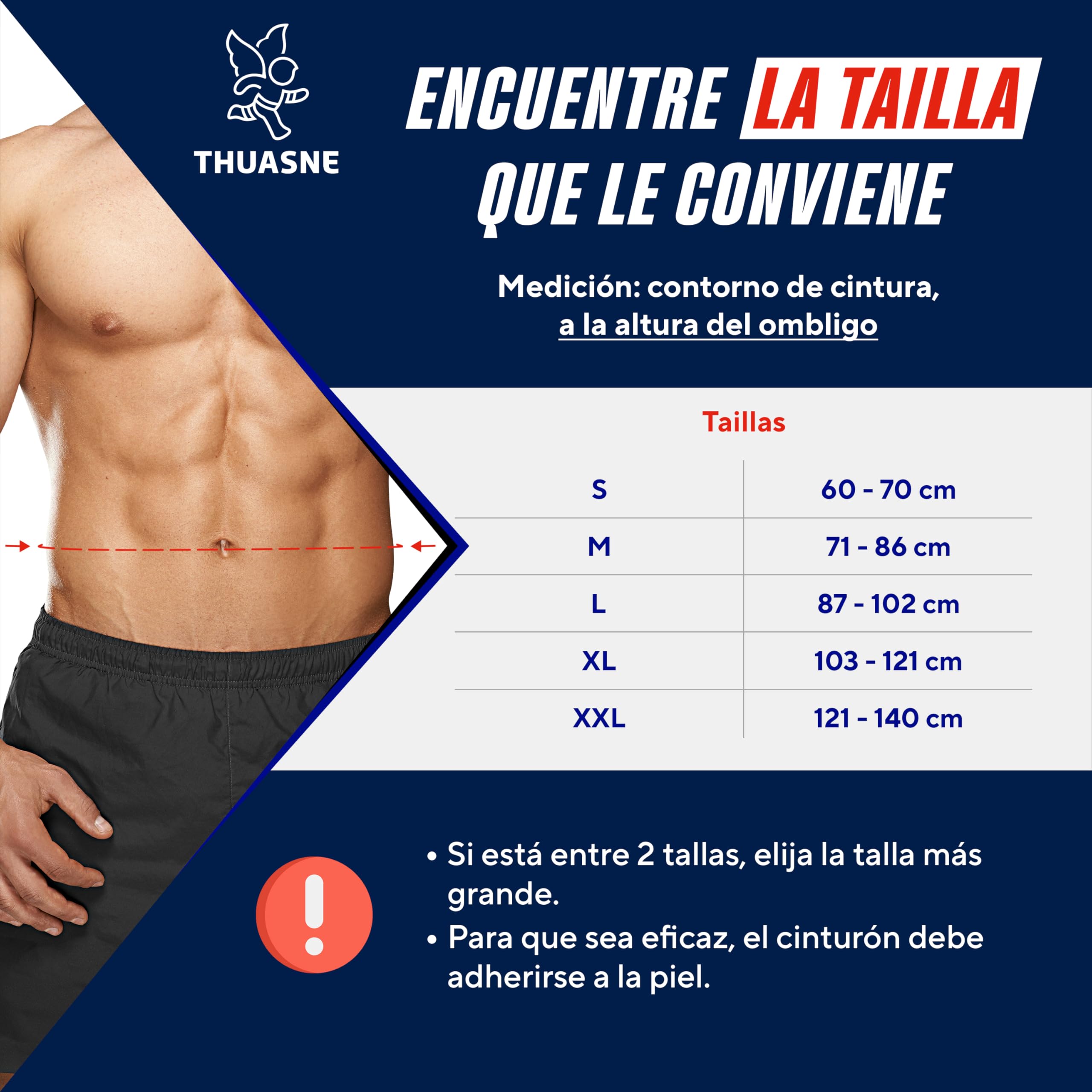 THUASNE Sport - Cinturón De Soporte Lumbar - Lumbalgia, Esguince Lumbar o Discal, Dolor De Espalda - Férulas Dorsales y Abdominales - Índice De Soporte 3/3 - Dispositivo Médico CE