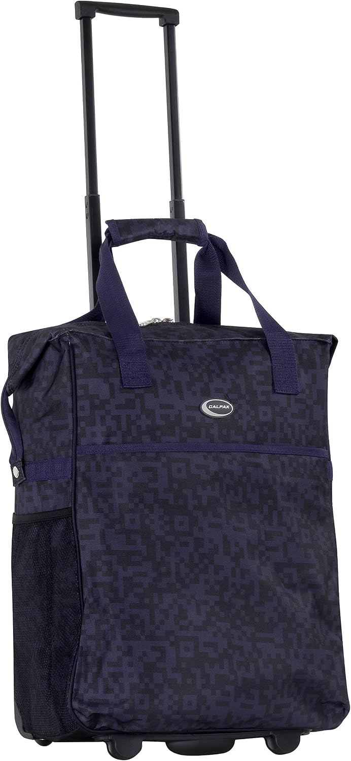 CALPAK Big Eazy Bright Check 20-inch Rolling Shopping Tote Bag,Purple Code,One Size