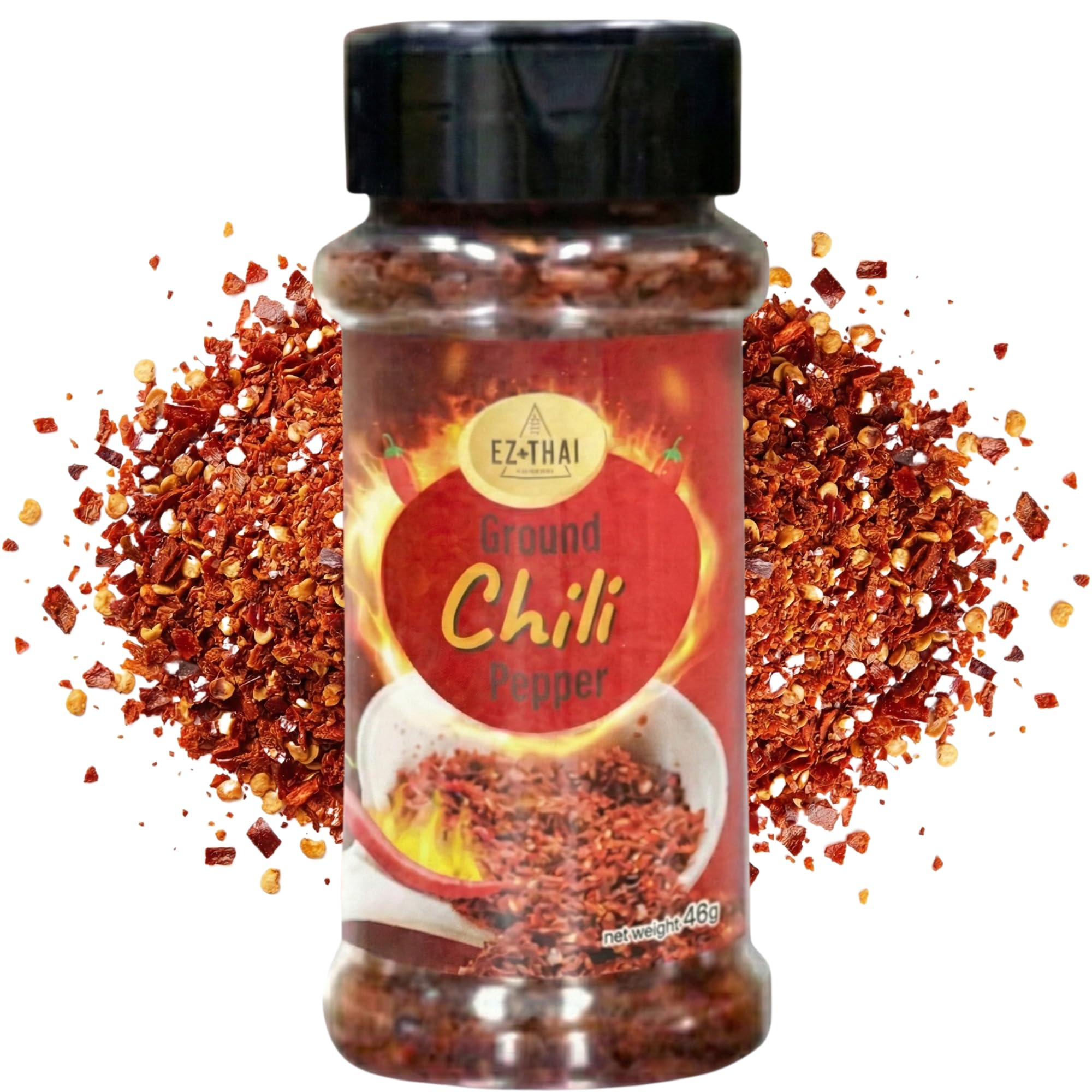 EZ THAI Premium Thai Chili Crushed Flakes Seasoning 1.76 oz - Hand-Roasted Red Pepper Flakes – Authentic Ingredient for Pad Thai, Tom Yum Noodle Soup, Boat Noodles, Nam Jim Jaew, BBQ Source, Larb, Pizza, Pasta