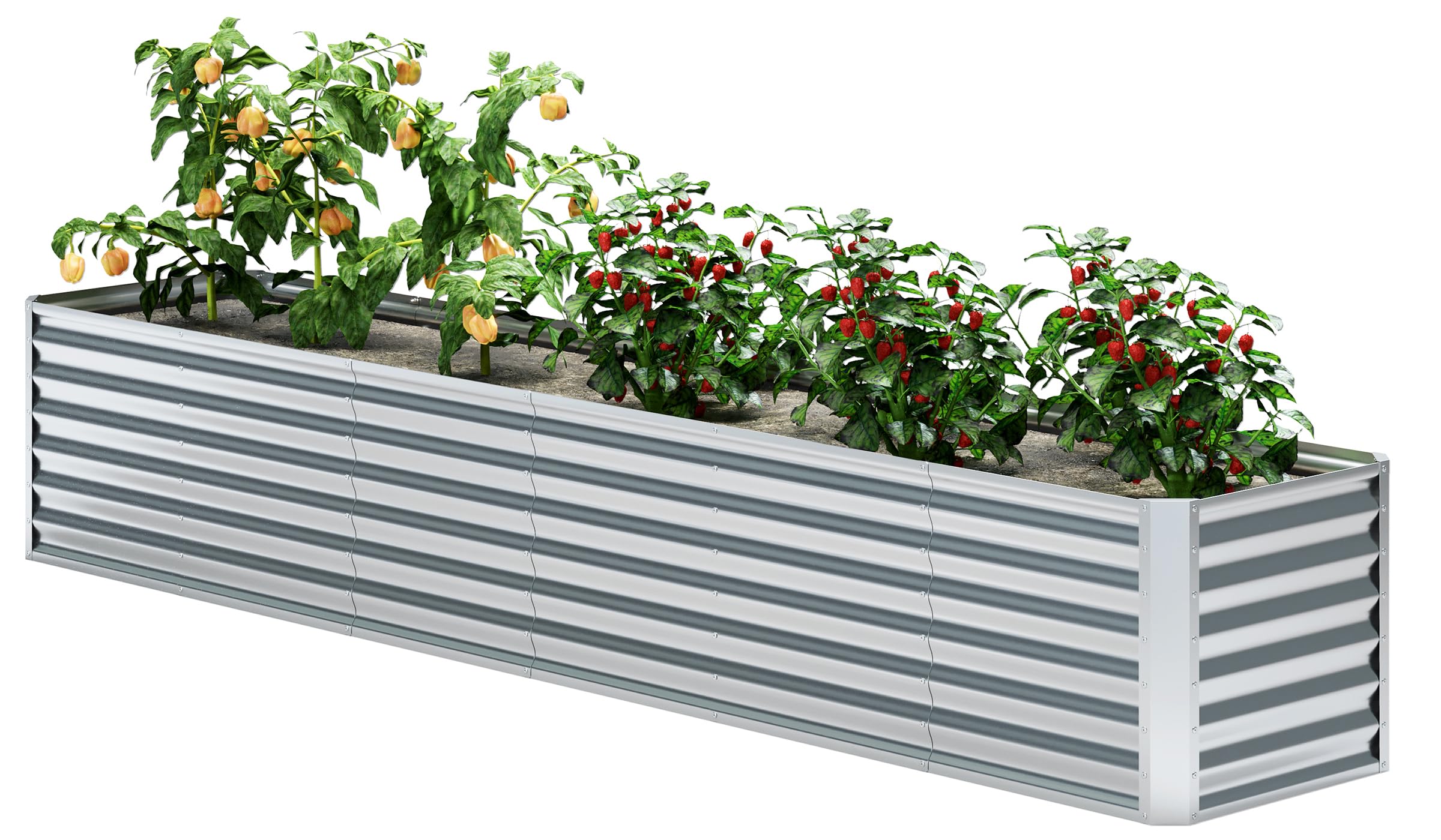 EKX 8x2x2FT Galvanized Raised Garden Bed Kit, Galvanized Planter Raised Garden Boxes Outdoor, Large Metal Raised Garden Beds for Vegetables.