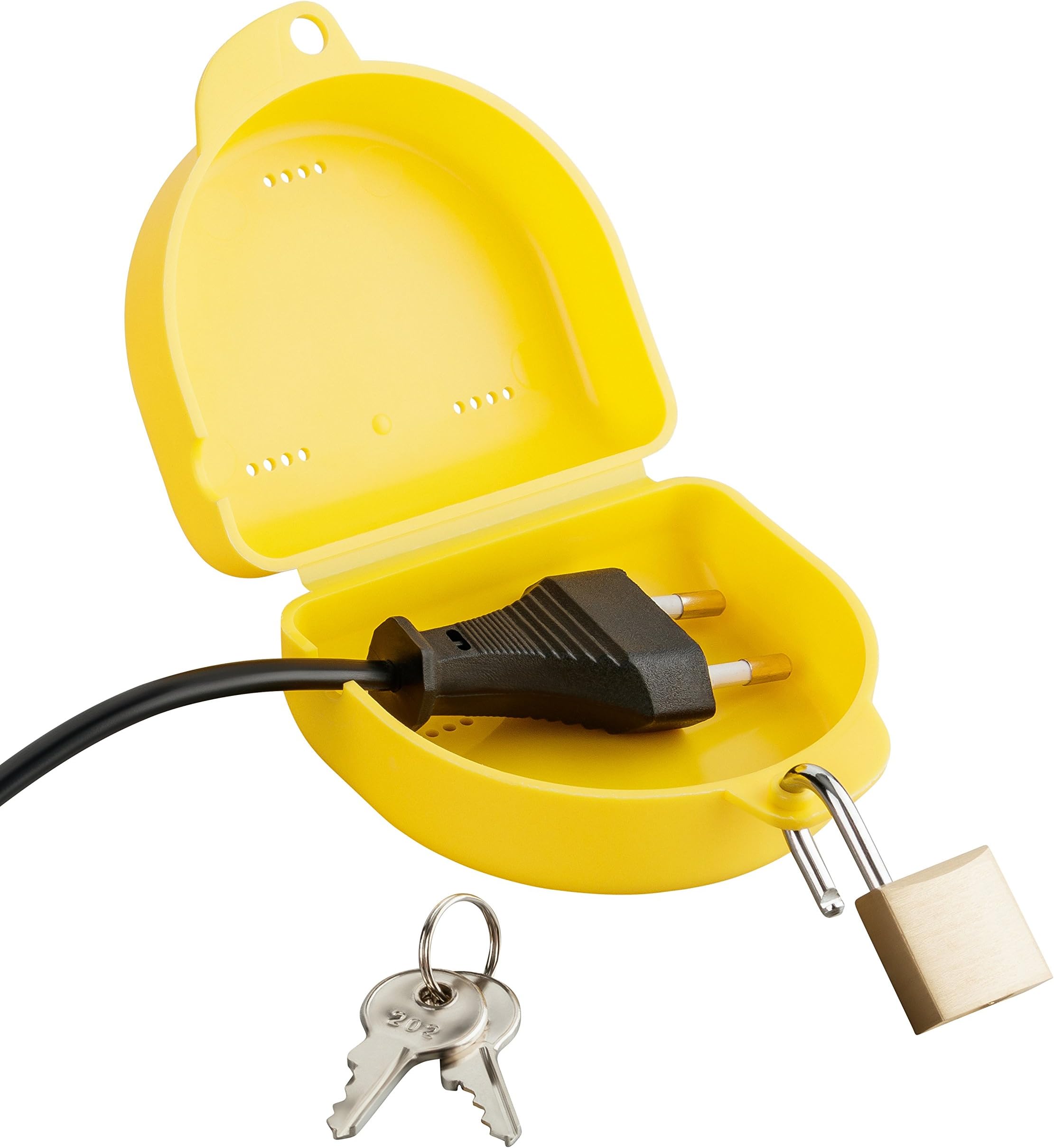 haggiy Plug Safe "Small" for Small/Flat Plugs - The Lockable Box for Small Plugs (Yellow)