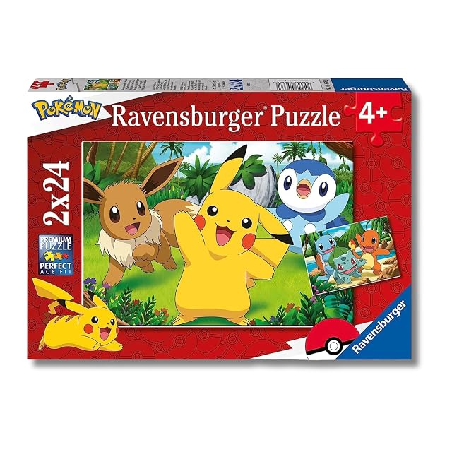 Ravensburger - Pokémon, Puzzle niños 4 años, con 2 Puzzles de 24 Piezas