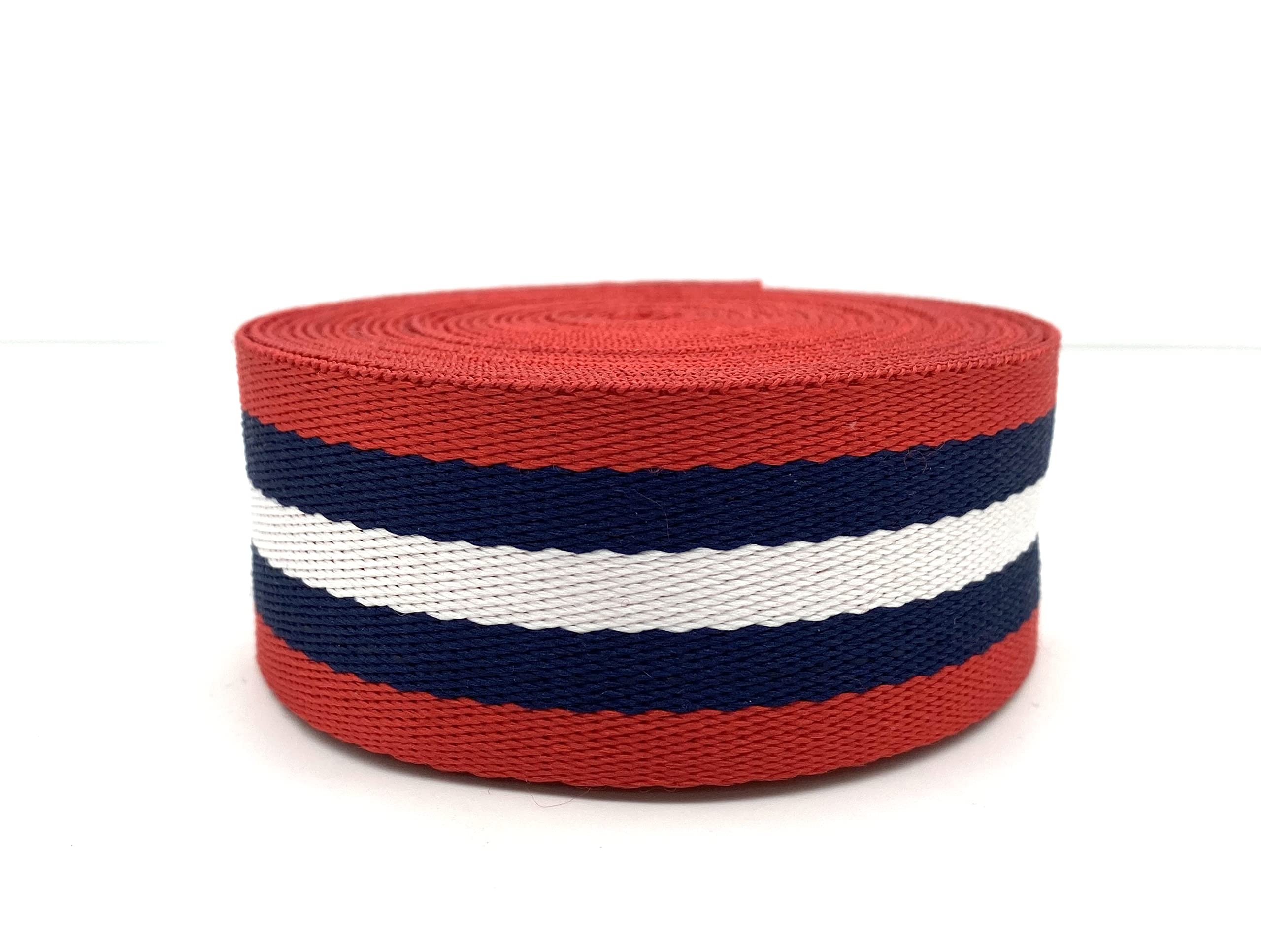 Stripe Webbing Ribbon 1 1/2 inch (38mm) Polyester-Cotton Blend Strap Replacement 5 Yards ZE65