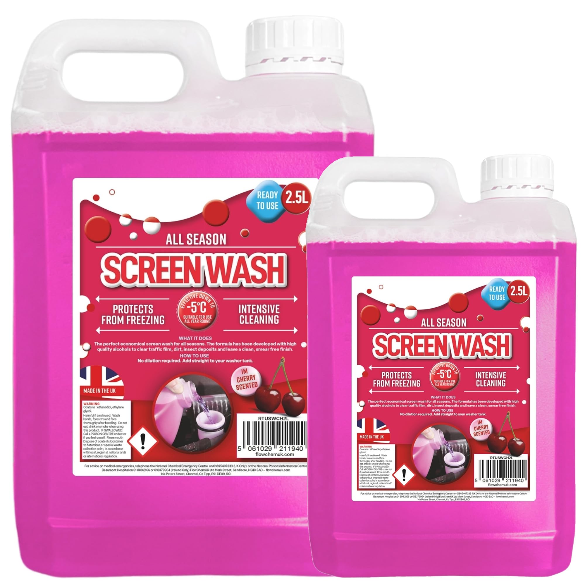 2.5L Cherry Scent All Season Screenwash Effective Down To -5°C Protects From Freezing Ready To Use (1 x 2.5 Litres) — view 3