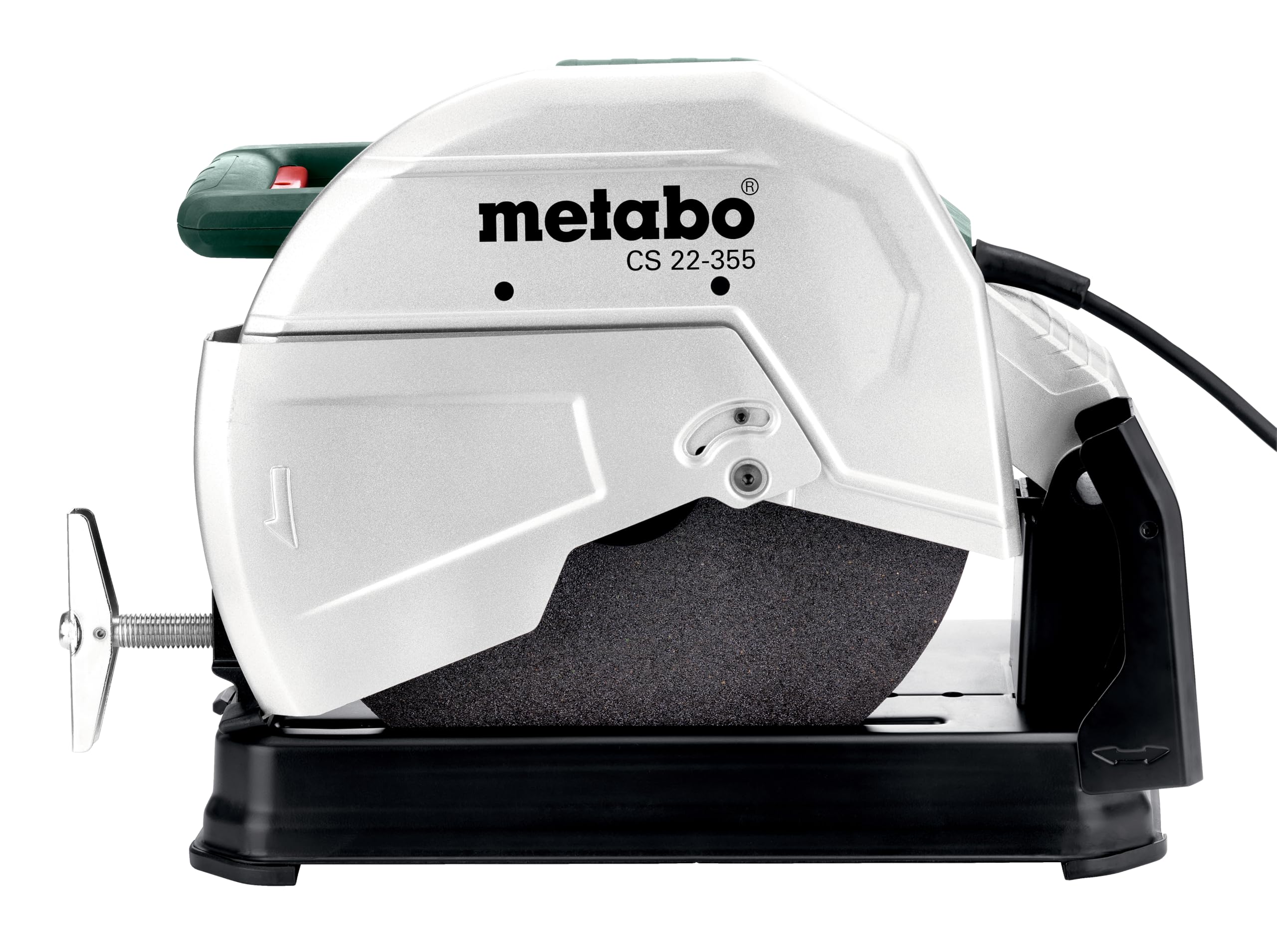 Metabo CS 22-355 - Tronçonneuse à Métaux 2200W, Disque Abrasif 355 mm - Coupe d'Onglet -15° à 45° pour Tubes et Profilés Acier - Pare-Étincelles et Protection Rotative - 601786000