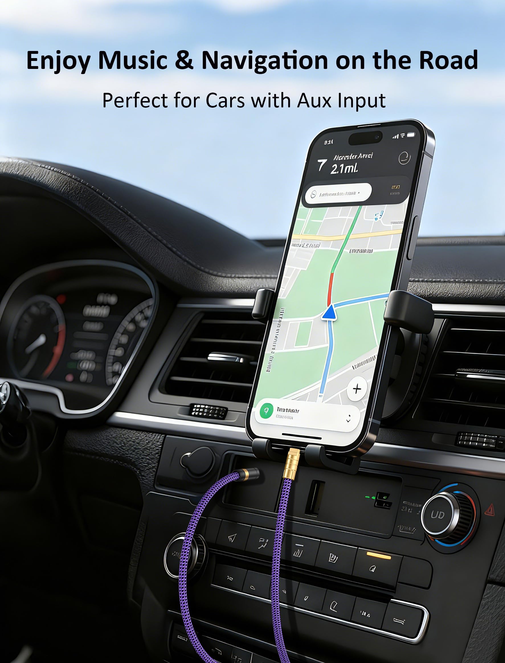 Cavo audio da USB C a 3,5 mm, da tipo C a jack AUX stereo da 3,5 mm e cavo dati per auto, compatibile con iPhone 17, 16, 15 Pro Max Plus, Galaxy S25, S24 Ultra, Pixel