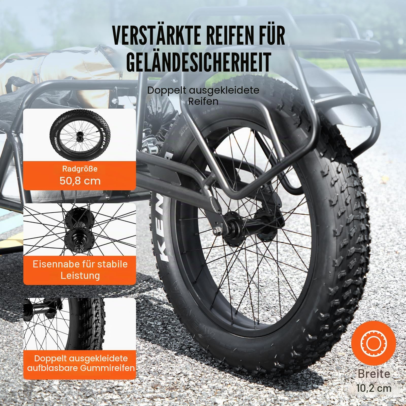 VEVOR Fahrrad-Lastenanhänger, 31,8 kg/125 kg Tragfähigkeit, robuster Fahrradwagen, Schnellentriegelungsstruktur mit Universalkupplung, 50,8 cm Räder, passend für die meisten Fahrradräder, Rahmen aus