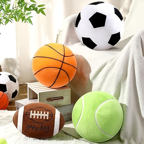 Miniatura 5 de Yousoontic Almohada deportiva de felpa redonda nórdica de 10.8 pulgadas, almohada deportiva de pelota de tenis, almohada de peluche, regalos