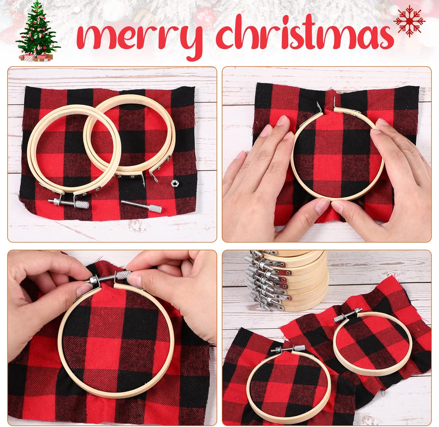 Embroidery Hoop Bulk Tiny Small Wooden Round Circle Cross Stitch Bamboo Sewing Hoop for Art Craft Handy Sewing Halloween Thanksgiving Day Christmas(48 Pcs)
