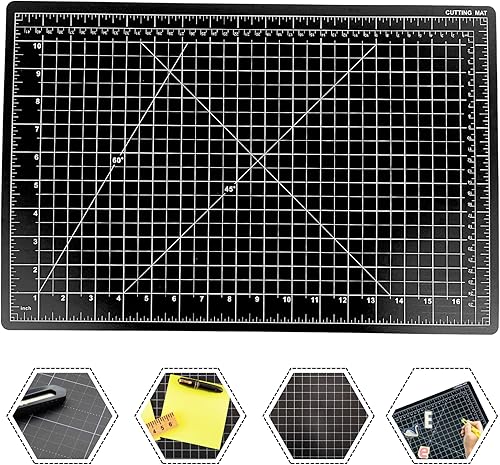 ARTIST'S BEST - Alfombrilla de corte autorreparable negra de 12 x 18 pulgadas | Construcción de PVC duradera | Cuadrícula con unidades SAE y