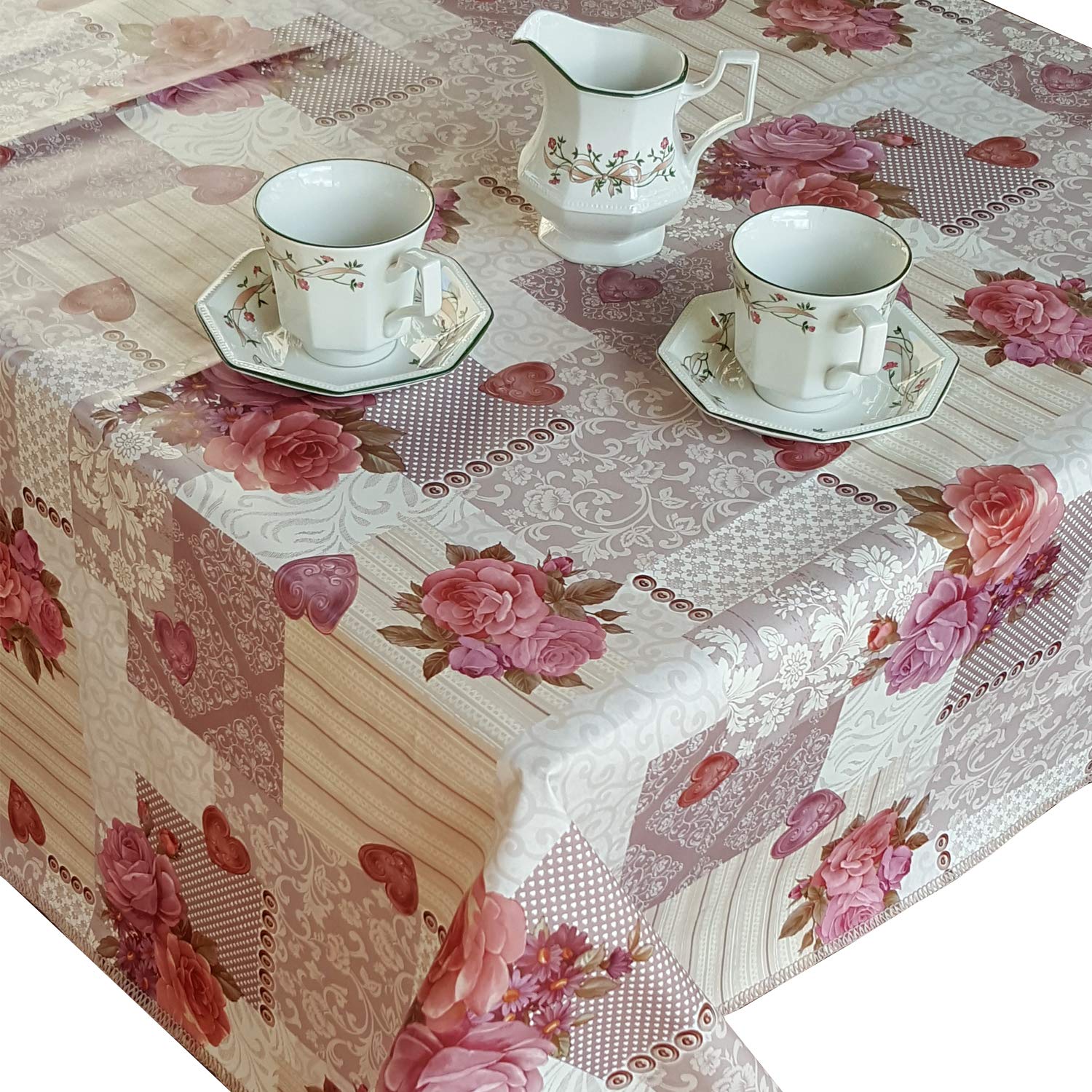 Nappe de Noël - Nappe de Table Flanelle pour Noël, Anti-Tache, Facile à Nettoyer, Nappe Rectangulaire Imperméable pour Noël (140x180 cm) (Rose, 140x140)