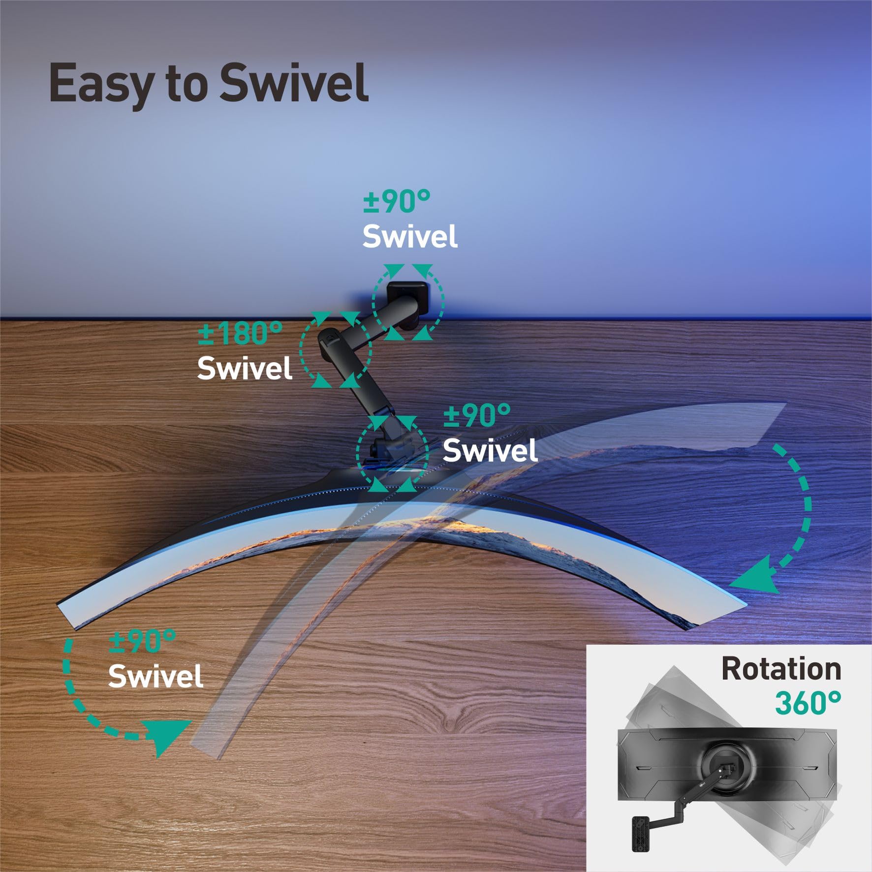 WALI Supporto da parete per monitor singolo, per schermi da 17" a 49", supporto da parete per monitor Ultrawide con braccio completamente regolabile a molla a gas, supporta fino a 20 kg, VESA 75 e 100
