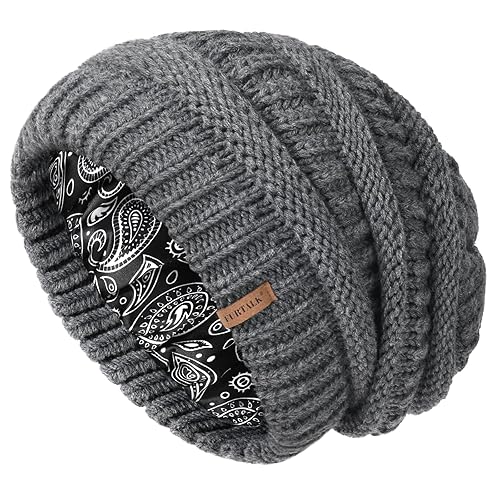 FURTALK Winter Beanie Hat for Women Satin Lined Cable Knit