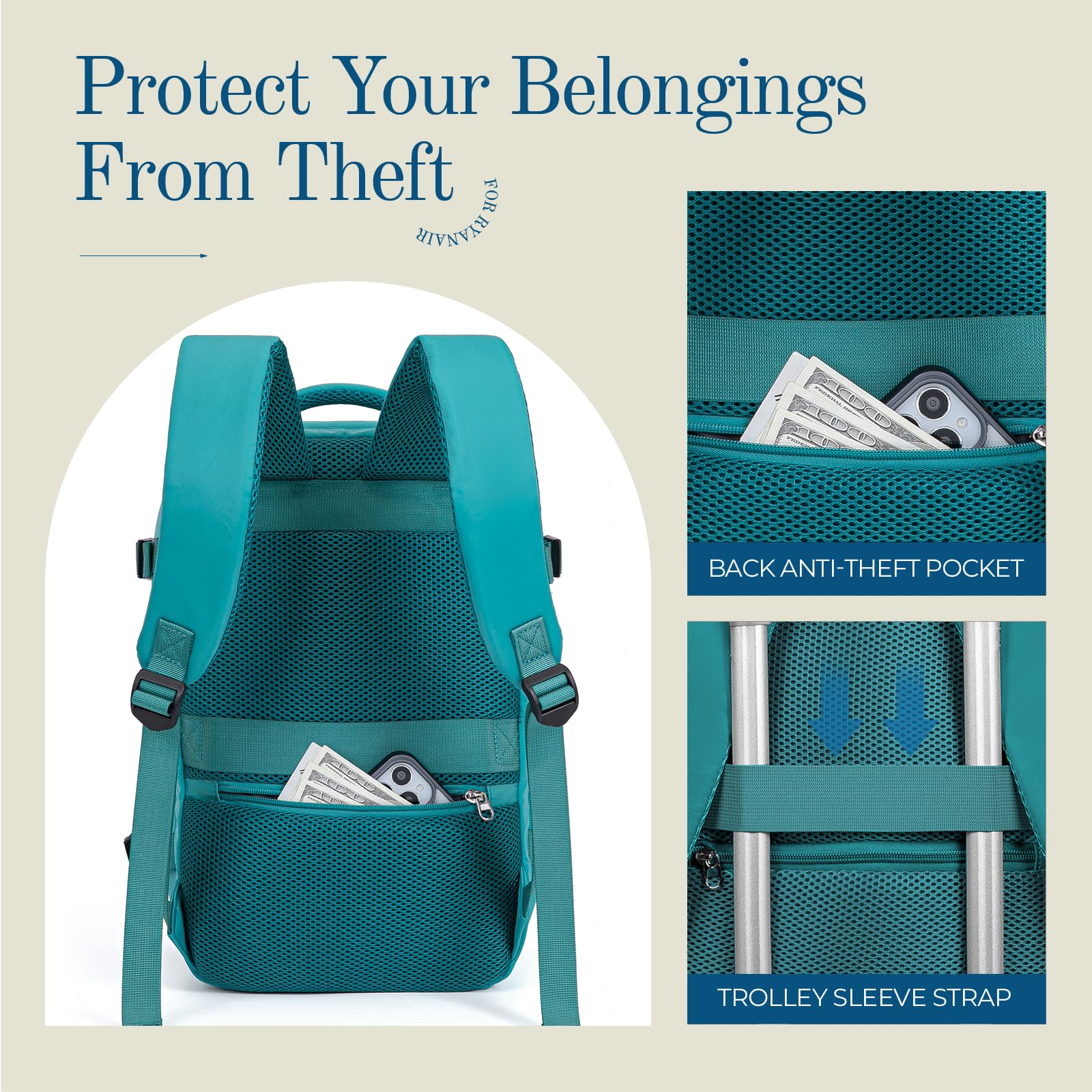 Zaino per Ryanair 40x20x25 Zaino da Viaggio Aereo Bagaglio a Mano Borsa da Cabina Borse Valigia Zaini Casual Unisex per Wizz Air EasyJet Laptop Daypack