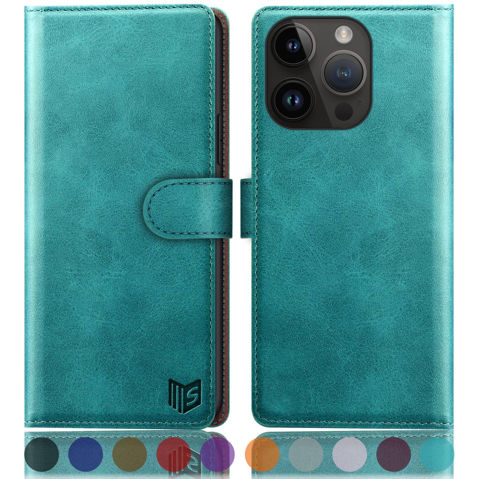 SUANPOT Design for iPhone 15 Pro Max 6.7" Wallet case with RFID Credit Card Holder,Flip Book PU Leather Cover Women Men for Apple 15ProMax Phone case