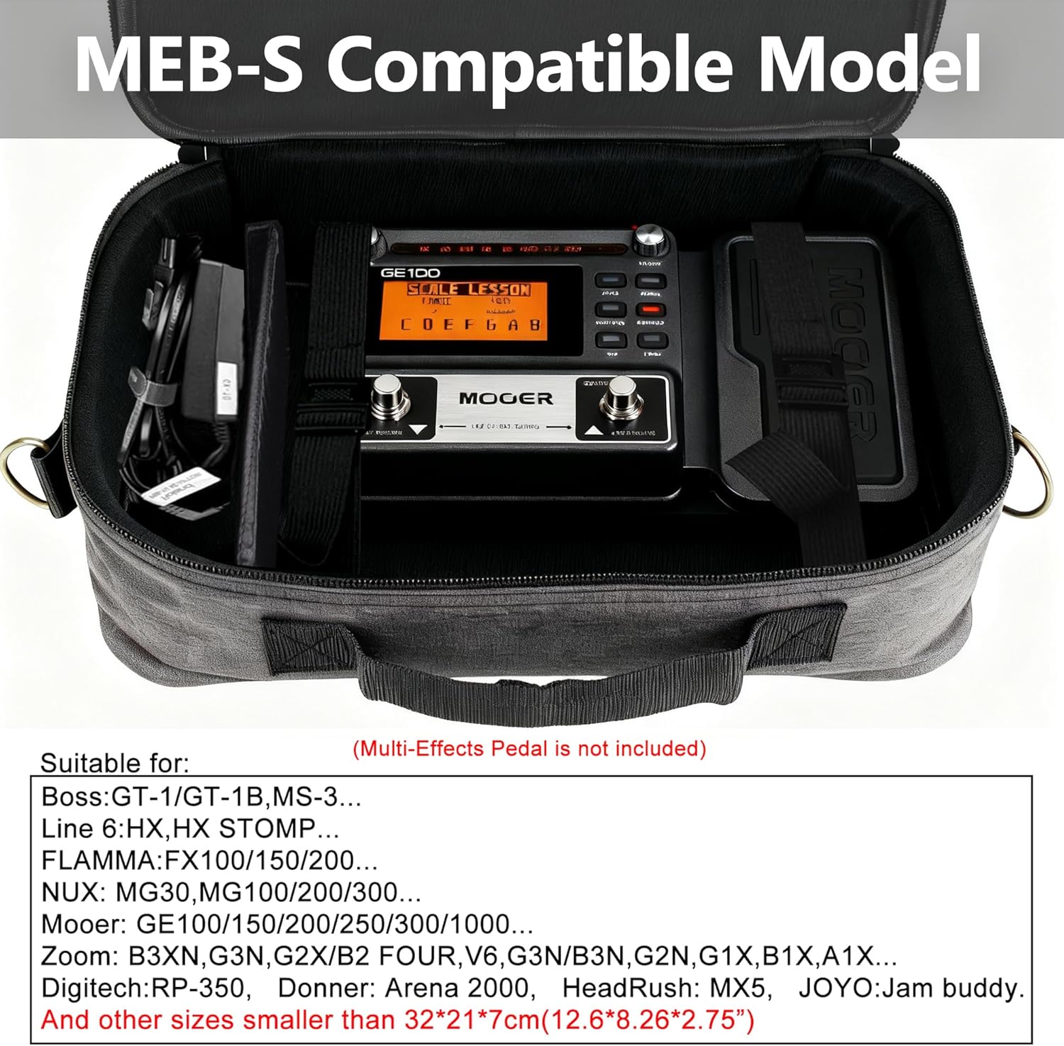 Rockhouse Effects Pedal Bag Guitar Pedalboard Case Travel Carrying Gig Bag for DJ Controller, Music Gear, Shockproof Padded Lining & Waterproof Fabric, Fits 12.6 x 8.26 x 2.75 inches (MEB-S) - Image 2