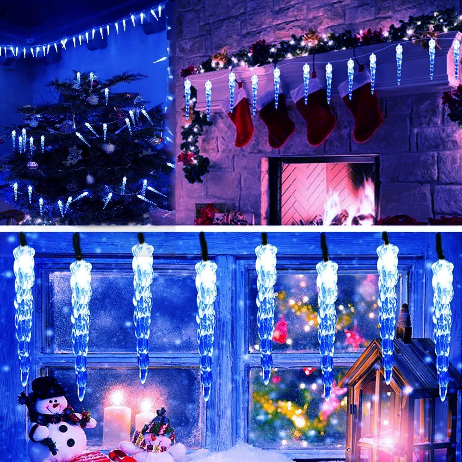 Luces de hadas de carámbanos USB, 10 m, 80 LED, USB, de plástico, cortina de iluminación para jardín, césped, boda, vacaciones, decoración de fiestas en interiores