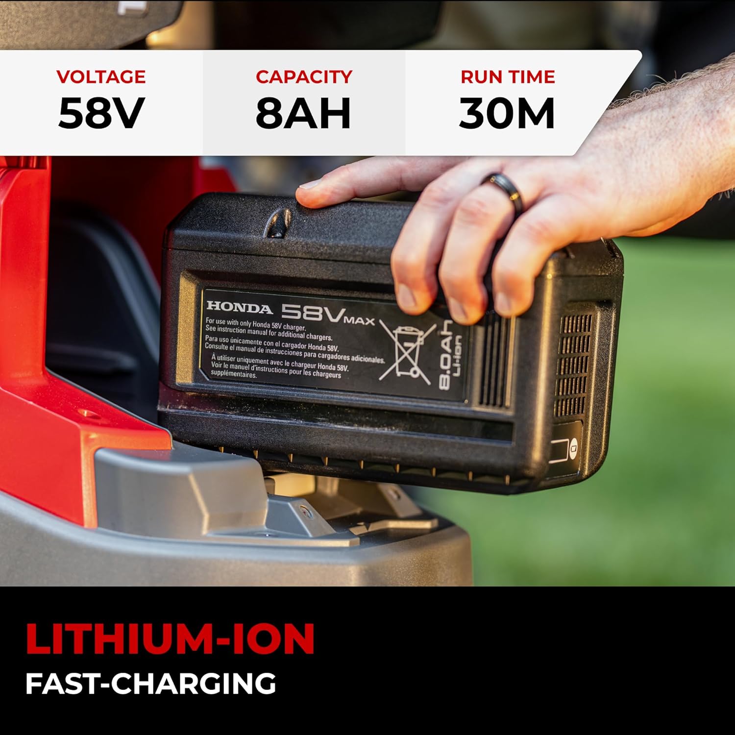 Honda DP5080 8Ah Lawn Mower Battery for HRN-BV, HRX-BV, HRX-BE, HRC-BE Variable Speed Self Propelled Lawn Mowers, Patented Connection for More Reliable Operation (DP5080CBNA)