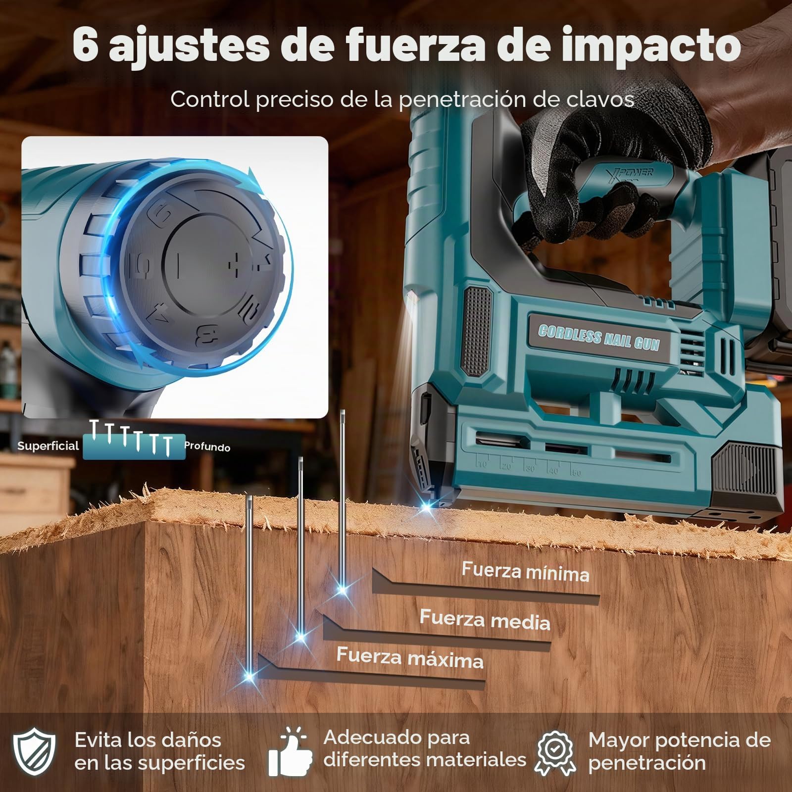 Clavadora Electrica Compatible con Baterías Makita de 18V, Actualización 2 en 1 18GA Pistola de Clavos con 2 Baterías de 4,0Ah y 1000 Clavos/Grapas, 6 Ajustes de Profundidad para Madera