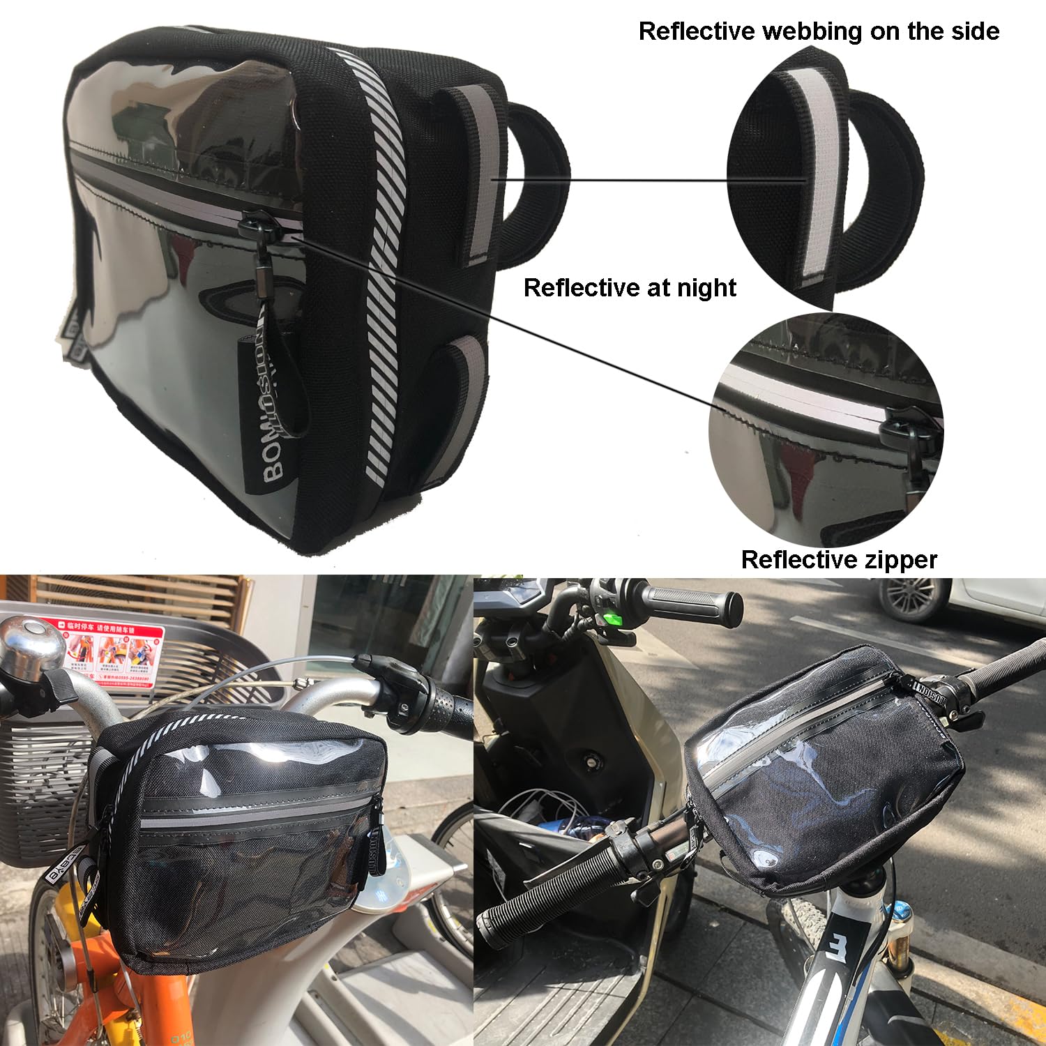 BOMIGAN Waterproof Motorcycle Handlebar Bag – Universal Tool Storage for Harley, Softail, Dyna | Sissy Bar & Front Fork Mount | Fits Sportsters, Street Bob Fxbb