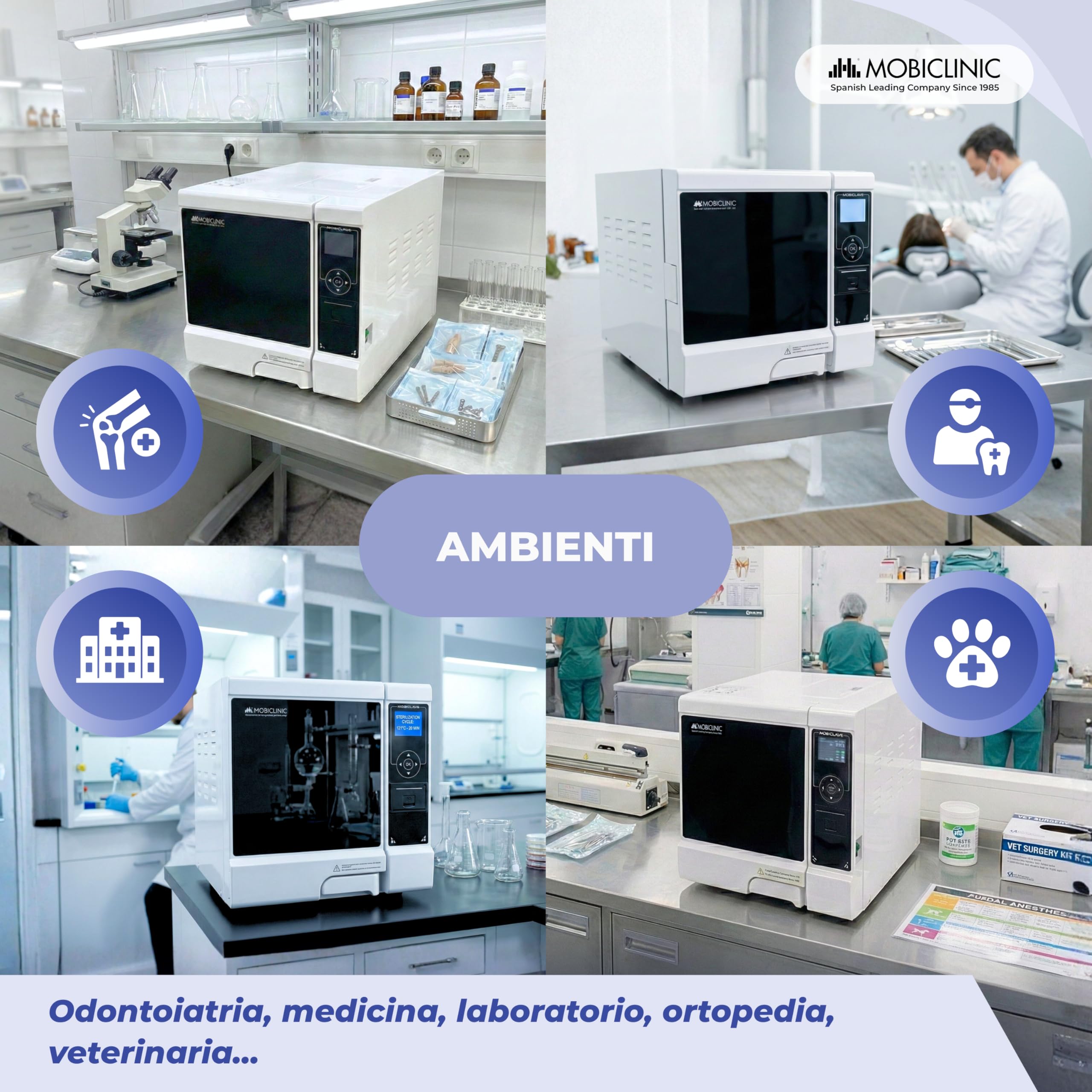 Mobiclinic®, Autoclave Professionale, Autoclave Sterilizzatrice a Vapore 12L, Disinfettante 99% con Copertura 360°, Programmi Personalizzabili, Stampante, USB, Cliniche e Laboratori, MobiClave