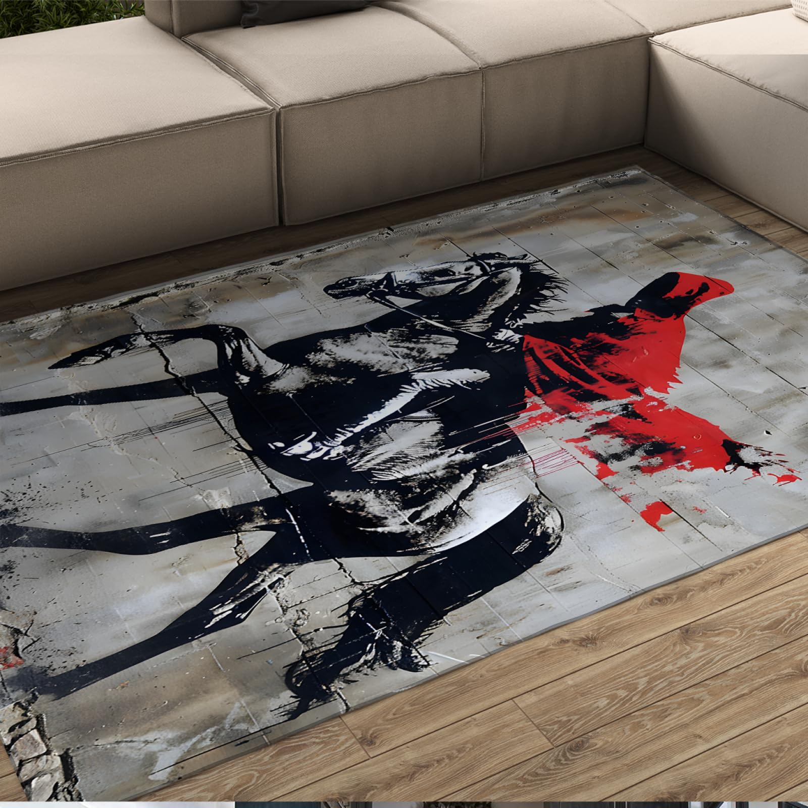 Tapis de salon lavable et antidérapant motif Banksy pour cuisine et chambre