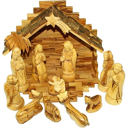 Amazon.de: Holylandmarket Weihnachtskrippe aus Olivenholz