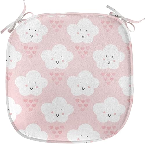 Miniatura 50 de Lunarable Swirly - Cojín de asiento para silla, diseño de líneas retro rizadas, funky en espiral, vida marina náutica, antideslizante, para cocina y