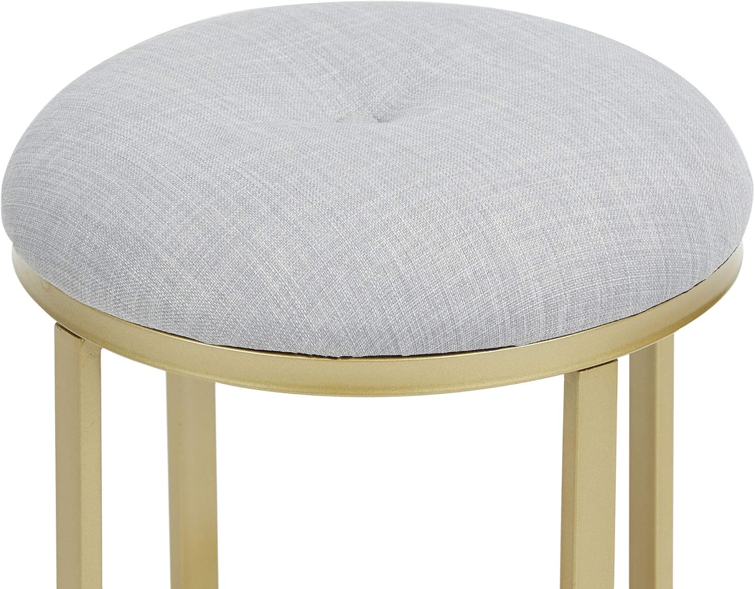 Silverwood Vanity Bench, Gray Linen and Gold Metal : Everything Else