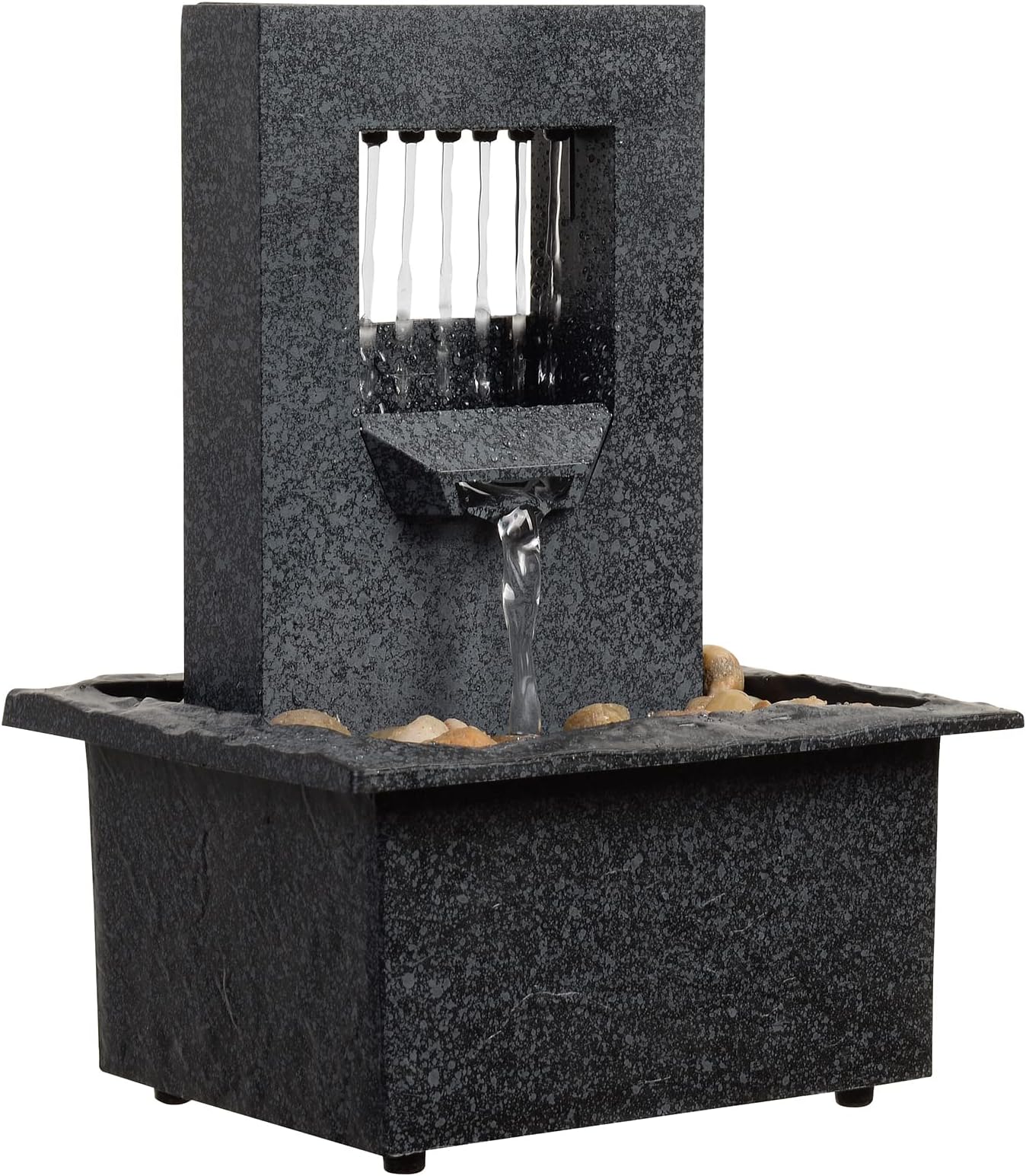 Indoor 4Tier Cascading Bowl Fountain, Relaxation Meditation Tabletop Fountain Rock