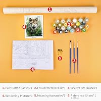 TISHIRON Farkasok Festés Számok Szerint Vászon Készlet 40x50cm Olajfestés Kezdőknek Ecsettel és Festékkel 6
