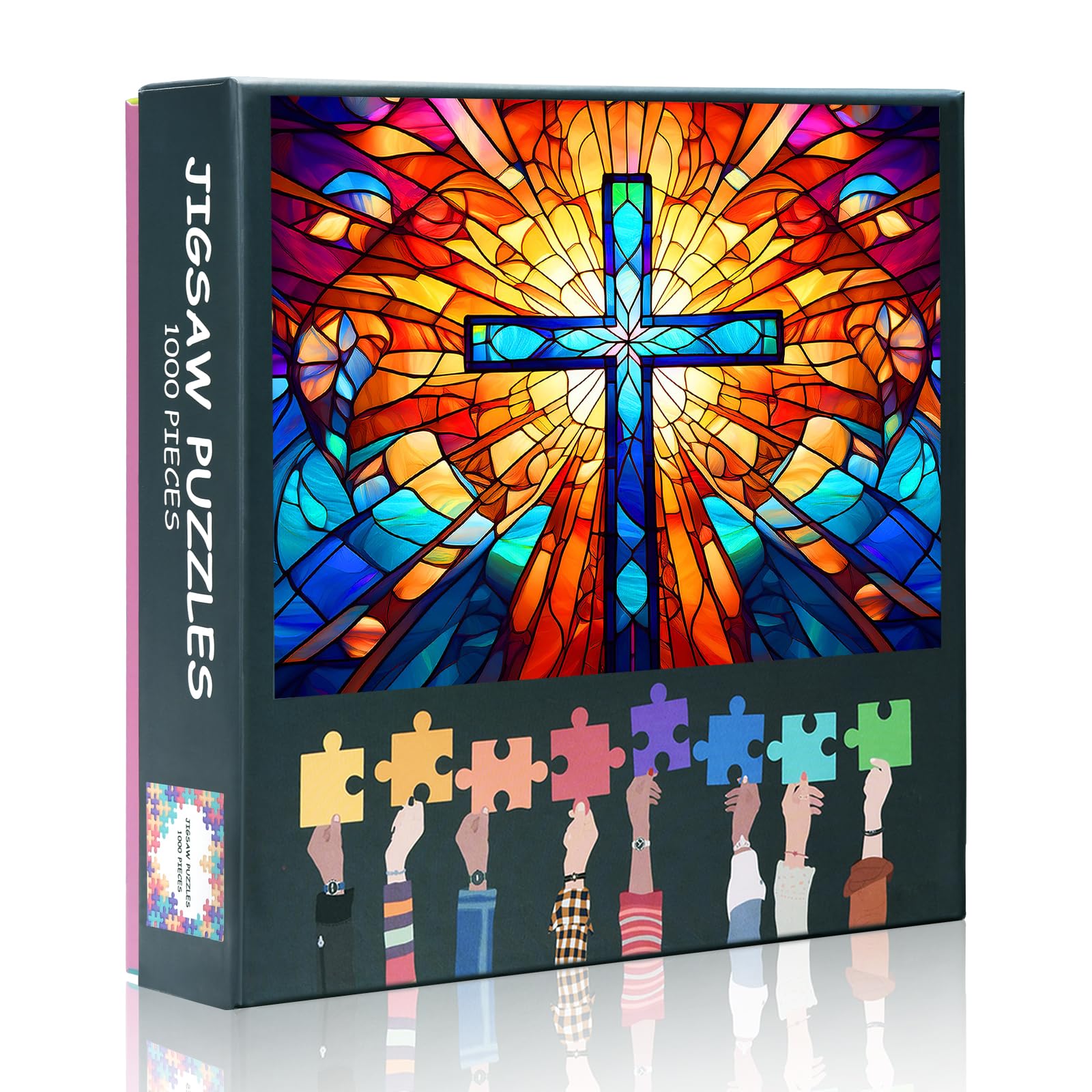 1000 Pieces Puzzle for Adults- Abstract Stained Glass Cross