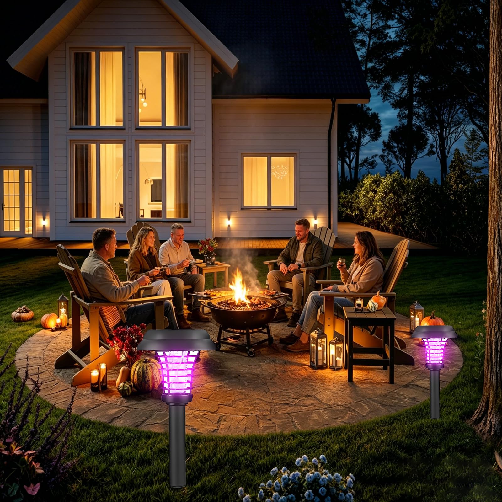 2/4pcs Lampada anti-zanzara solare per esterno,Distruttore di insetti elettrici,Lampada antizanzare impermeabile, luce UV e luce bianca,commutazione automatica,per il cortile posteriore giardino (4