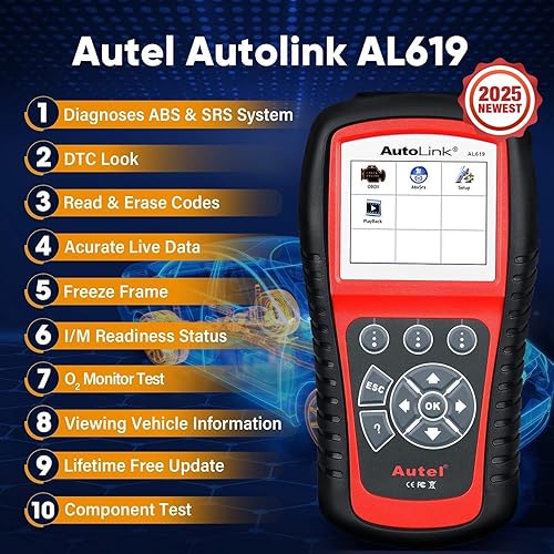 Miniatura 2 de Autel AutoLink AL619 OBD2 Escáner ABS, SRS Herramienta de escaneo de airbag, Apague ABS, Luces de advertencia de airbag, Prueba lista, Ver. avanzado