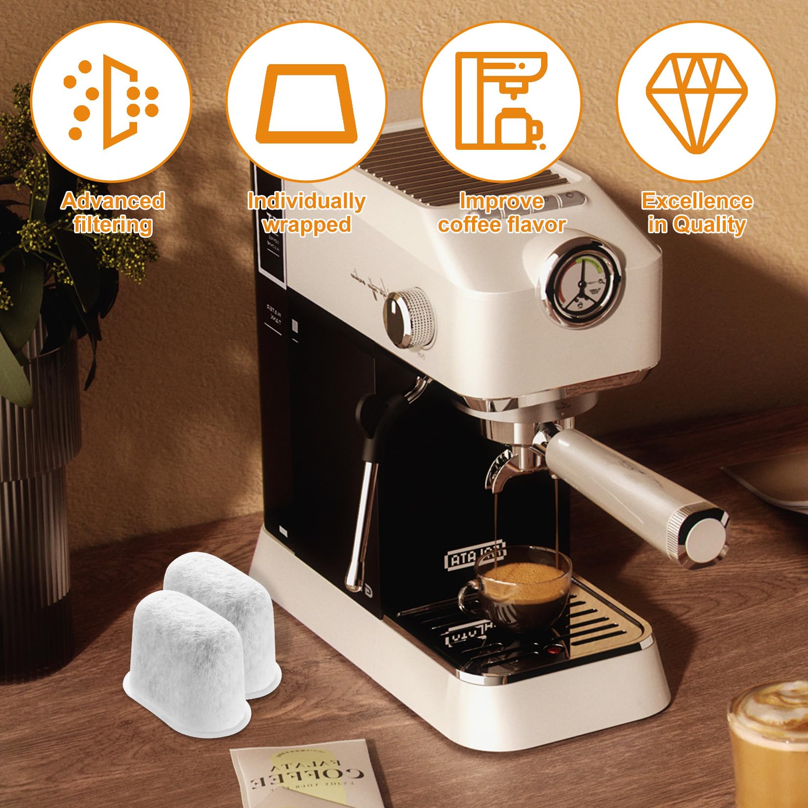 16 sztuk filtrów wody do ekspresu do kawy Ninja, zamienne wkłady filtracyjne do Ninja Luxe Cafe Pro (Cafe LUXE), filtry do ekspresów do kawy ES601EU/ES701EU