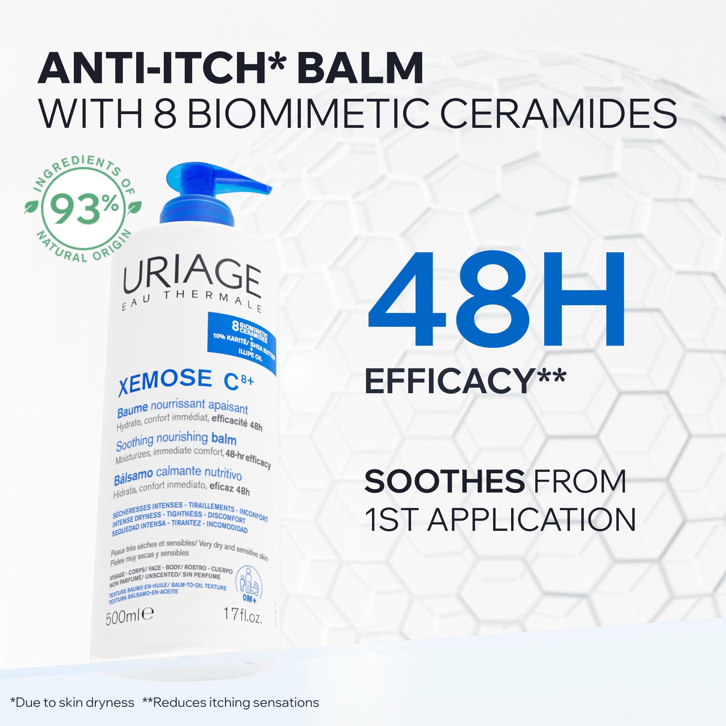 URIAGE XÉMOSE C8+ Crema corpo anti-prurito per pelle secca a tendenza atopica | Lenisce dalla prima applicazione, azione anti-recidiva di 48 ore. Balsamo nutriente per viso e corpo I Senza profumo