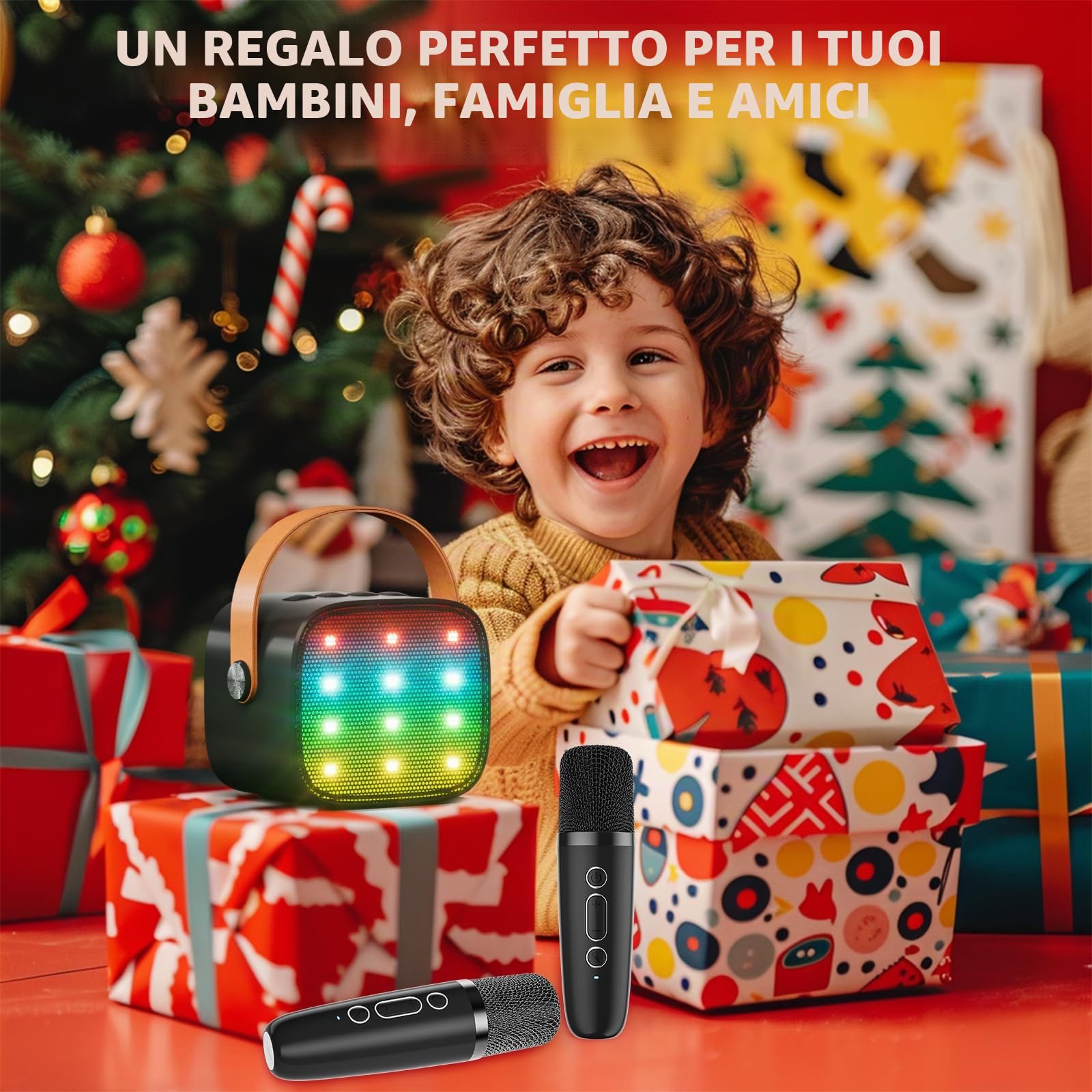 Ankuka Karaoke per Bambini Karaoke con Microfono Karaoke Cassa Bluetooth con 2 Microfoni, Regalo Bambina Giochi Bimba Regalo Compleanno per 3, 4, 5, 6, 7, 8, 9,10,11,12+ Anni (Nero)