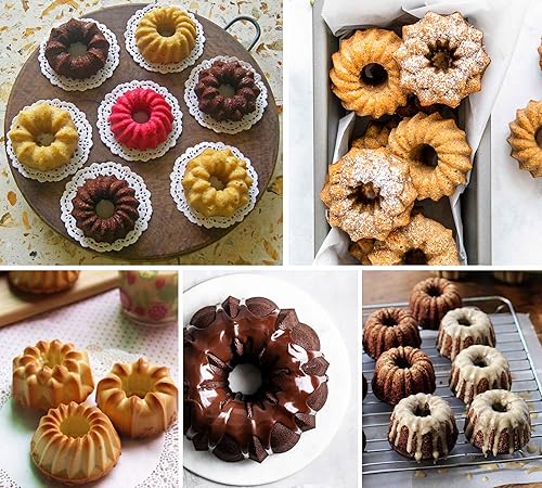 Miniatura 7 de Sidosir Molde de silicona para pasteles con forma de estrella y estilo vintage, 6 cavidades Heritage, molde de silicona para pasteles familiares,