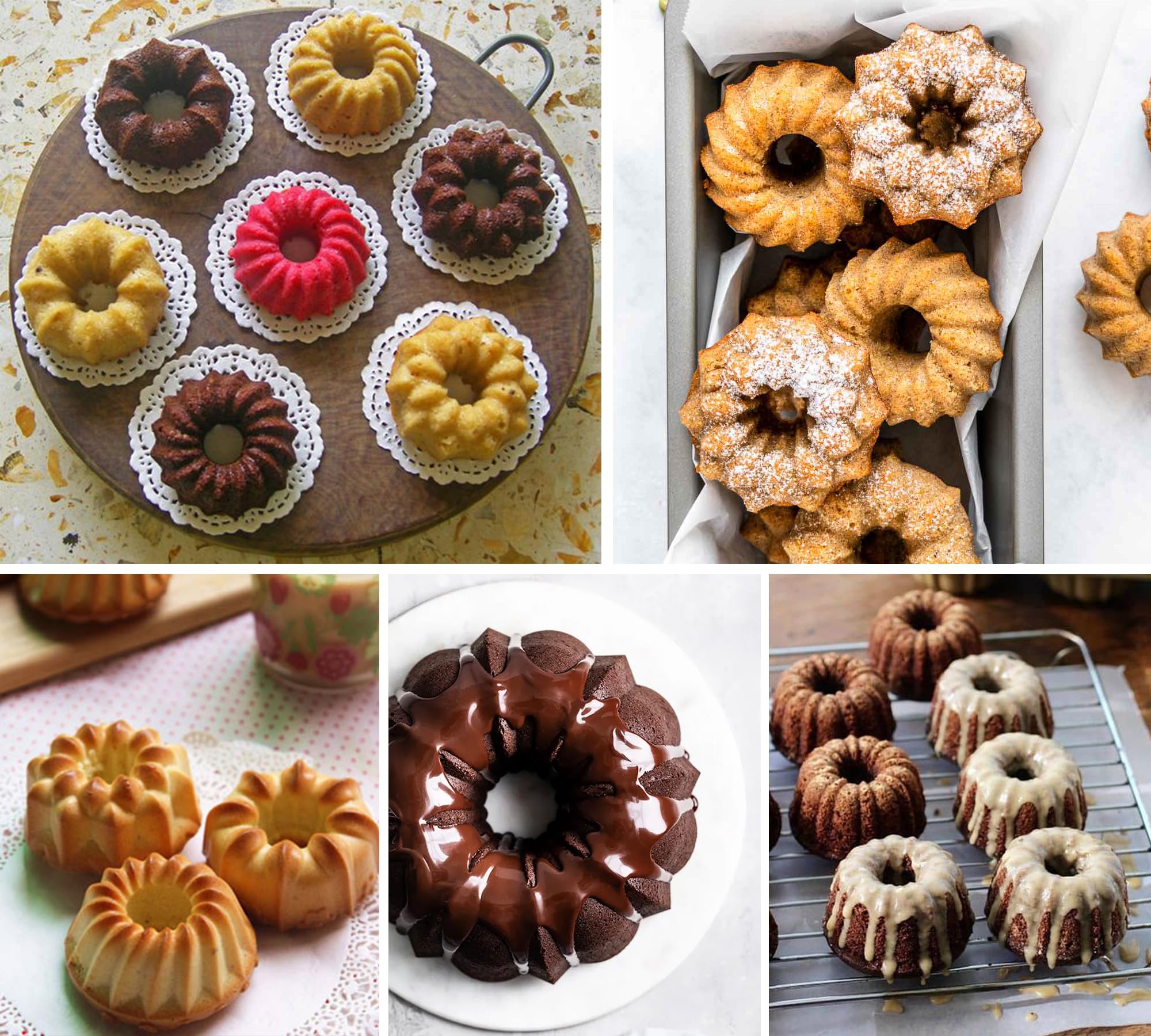 Zorazio 3 moldes de silicona para pasteles, mini molde antiadherente para hornear cupcakes, pan de maíz, brownie, gelatina, tubo estriado de 6 cavidades (mezcla)