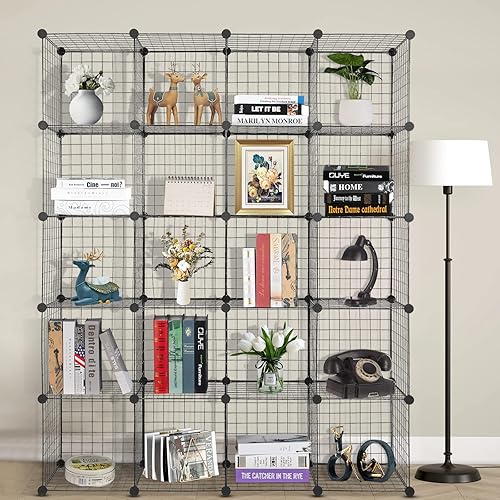 Miniatura 3 de Karl home Organizador de almacenamiento de cubos de alambre de 20 cubos armario modular apilable estantería portátil de plástico para oficina