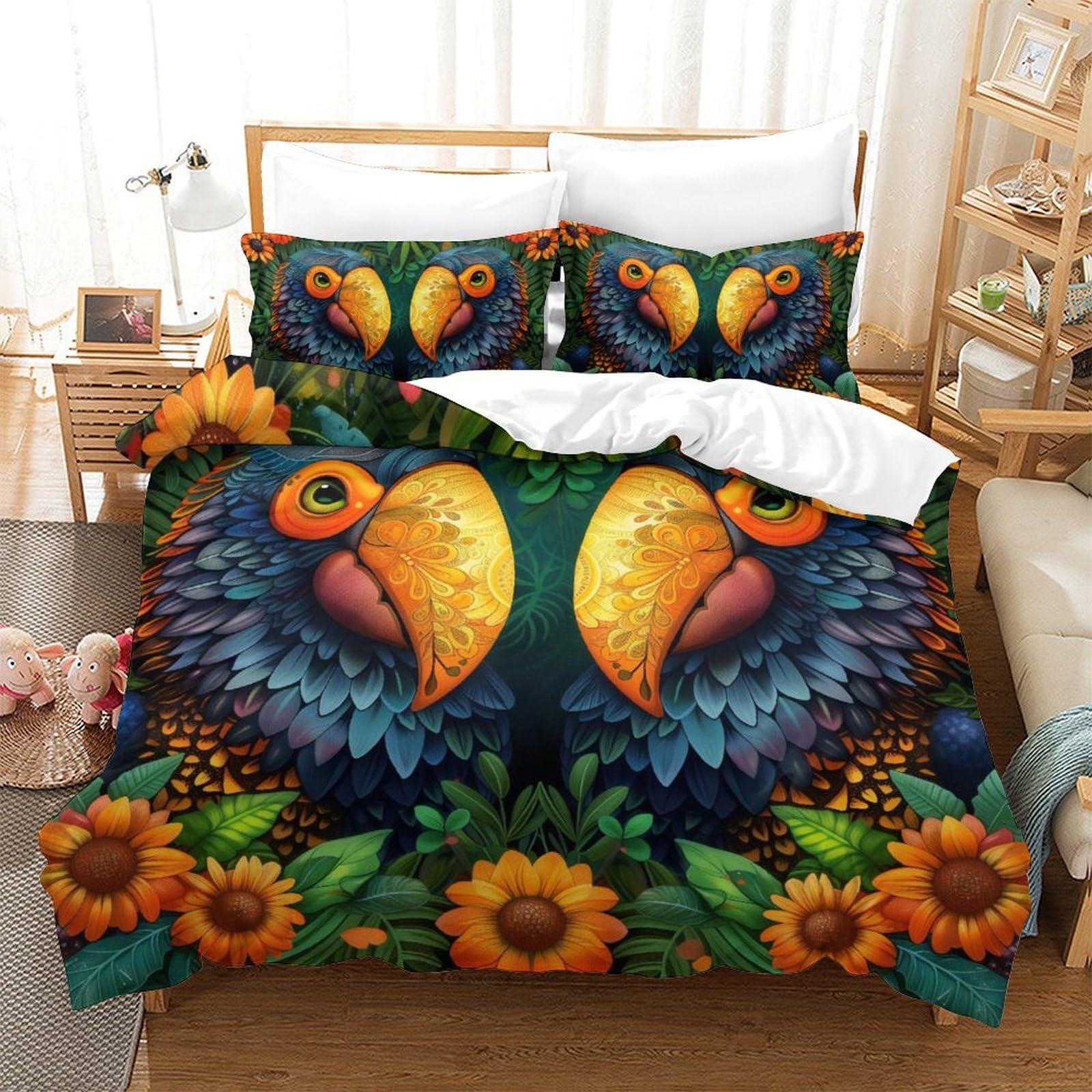 Parure de lit 3pcs oiseaux paradise transformant la chambre de votre ado en un havre de paix