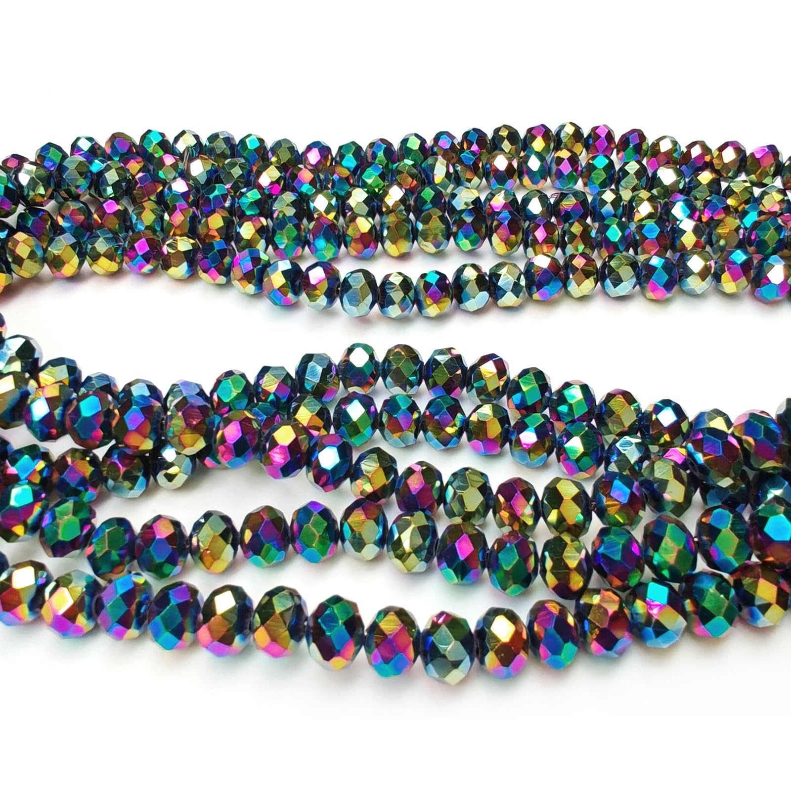 8mm Rondelle Glass Beads for Jewelry Making, Faceted Briolette Crytal Spacer Beads for Bracelet Necklace Earring, Rainbow 300pcs
